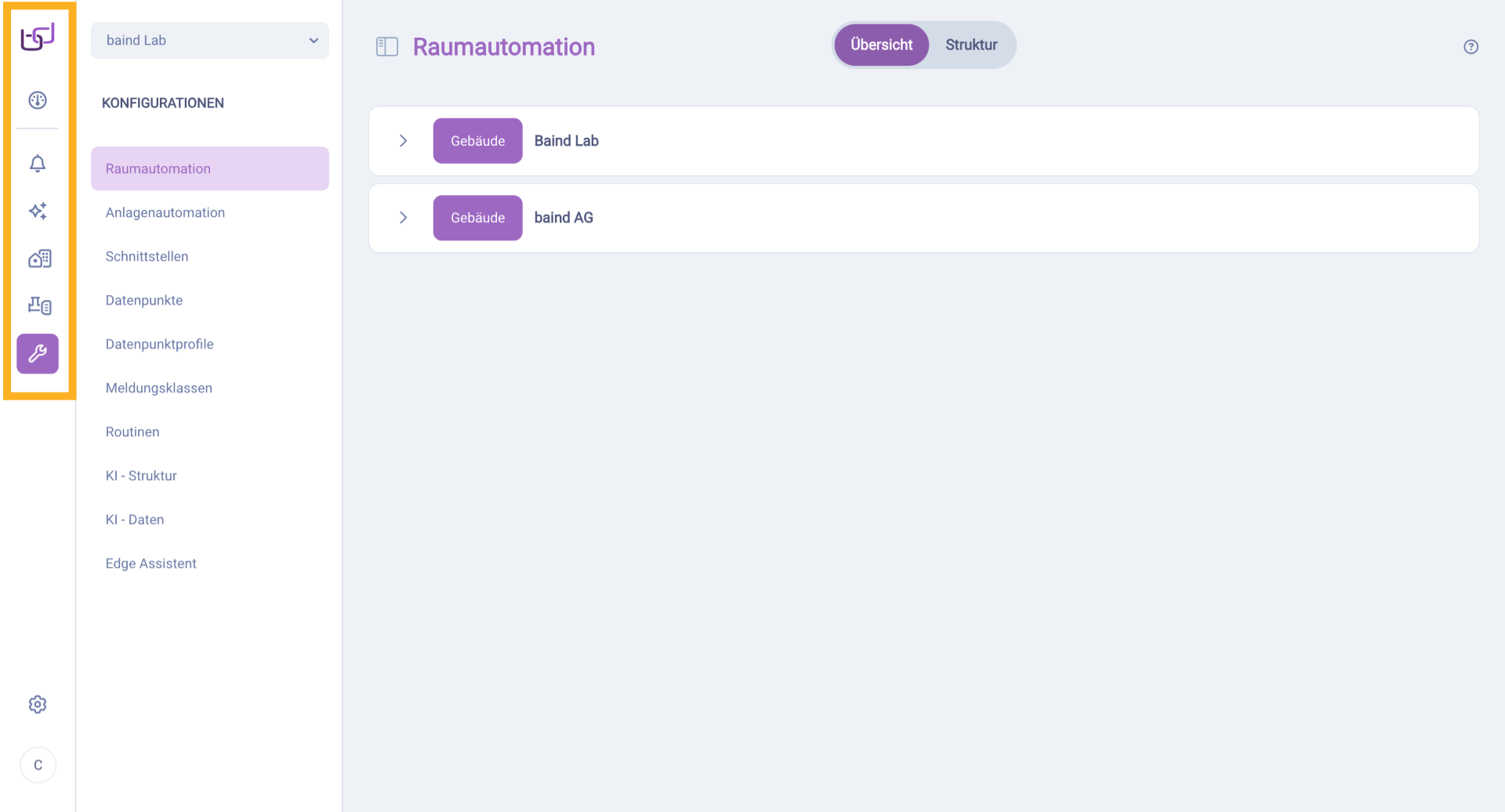 Raumautomation Übersicht Öffnen