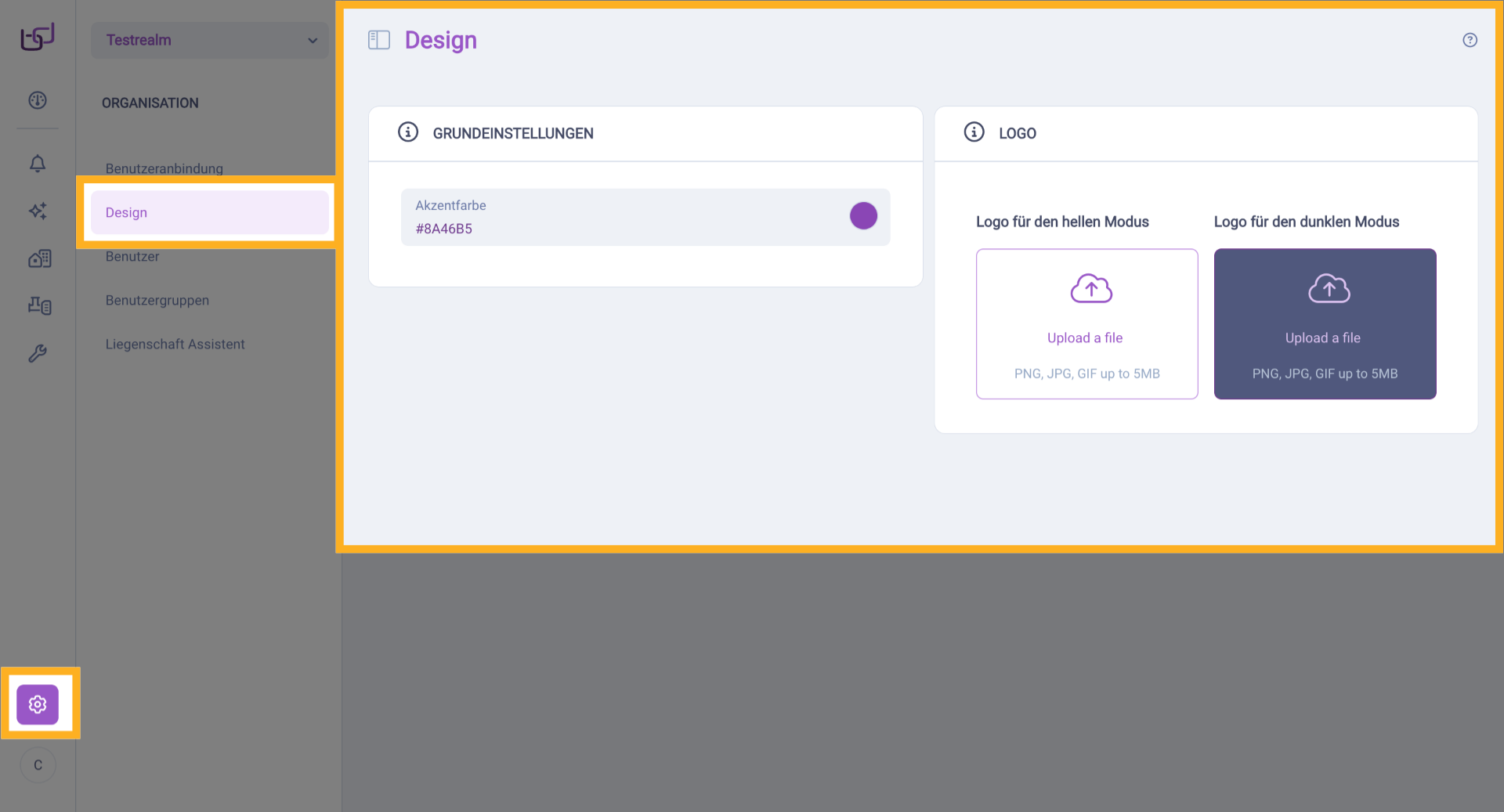 Design-Bereich Öffnen