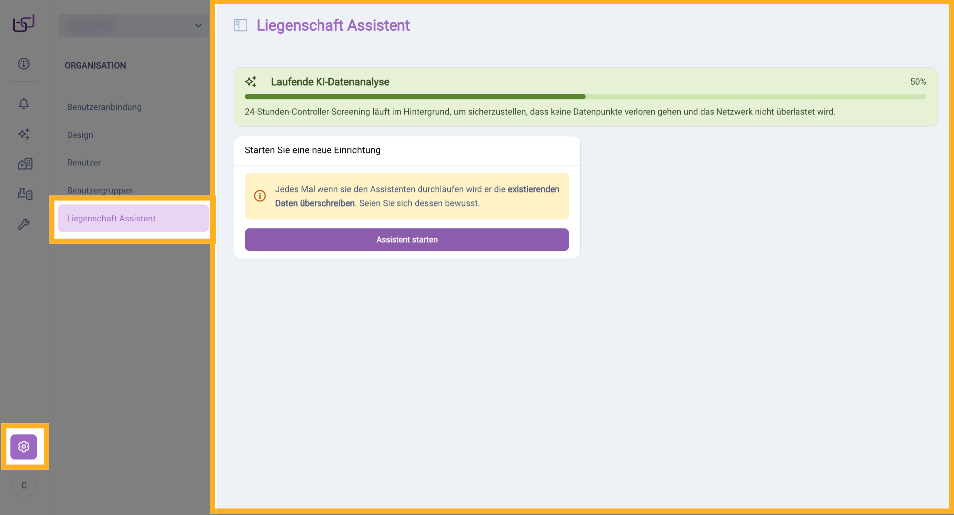 Liegenschaft Assistent Öffnen