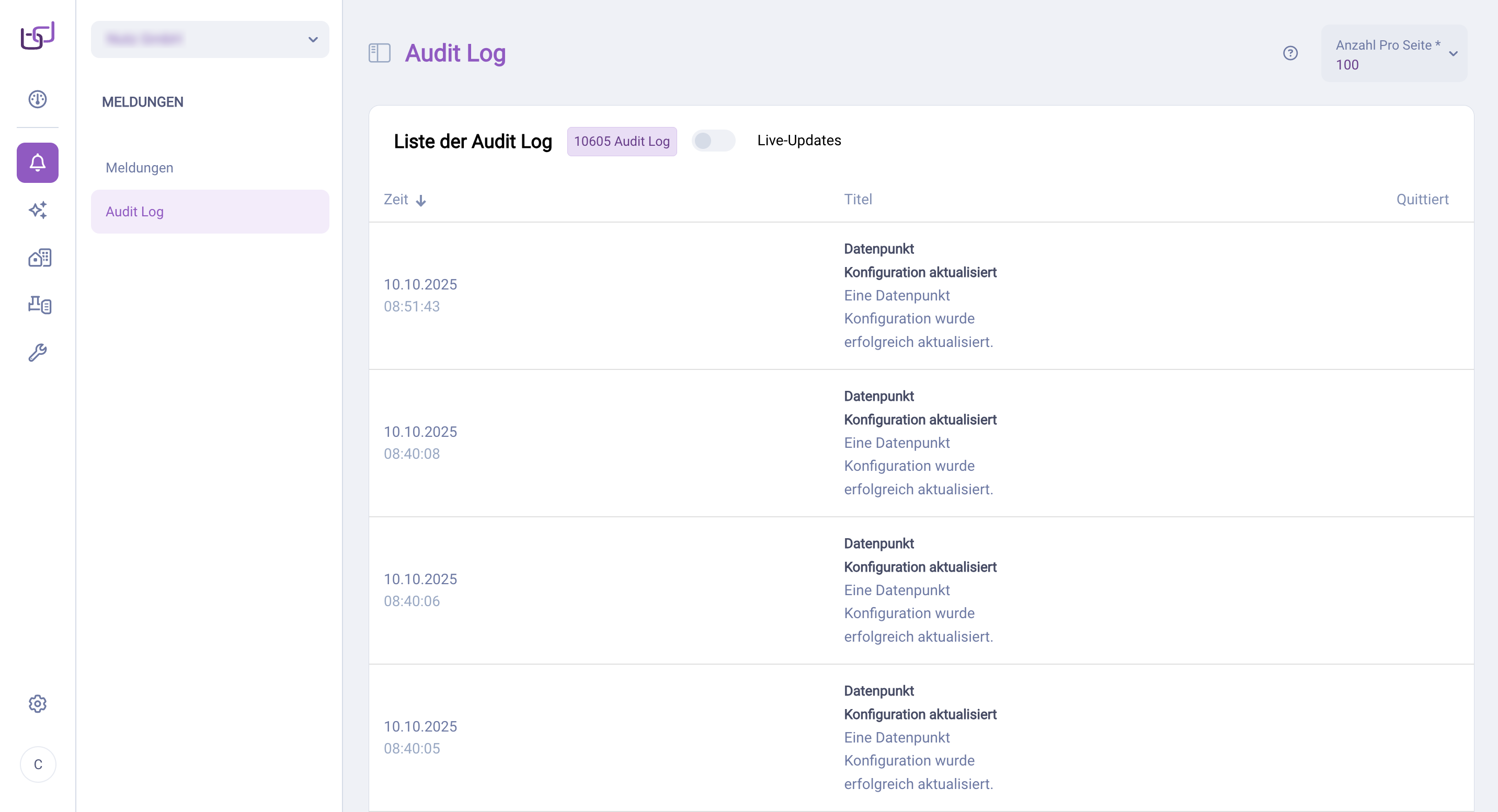 Audit Log Übersicht