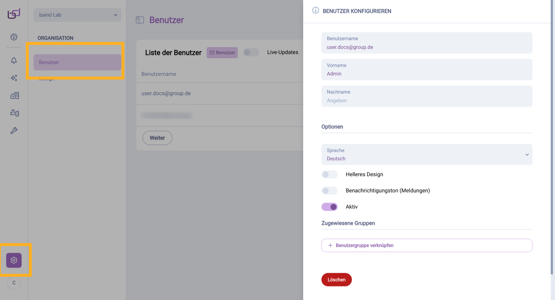 Benutzer konfigurieren