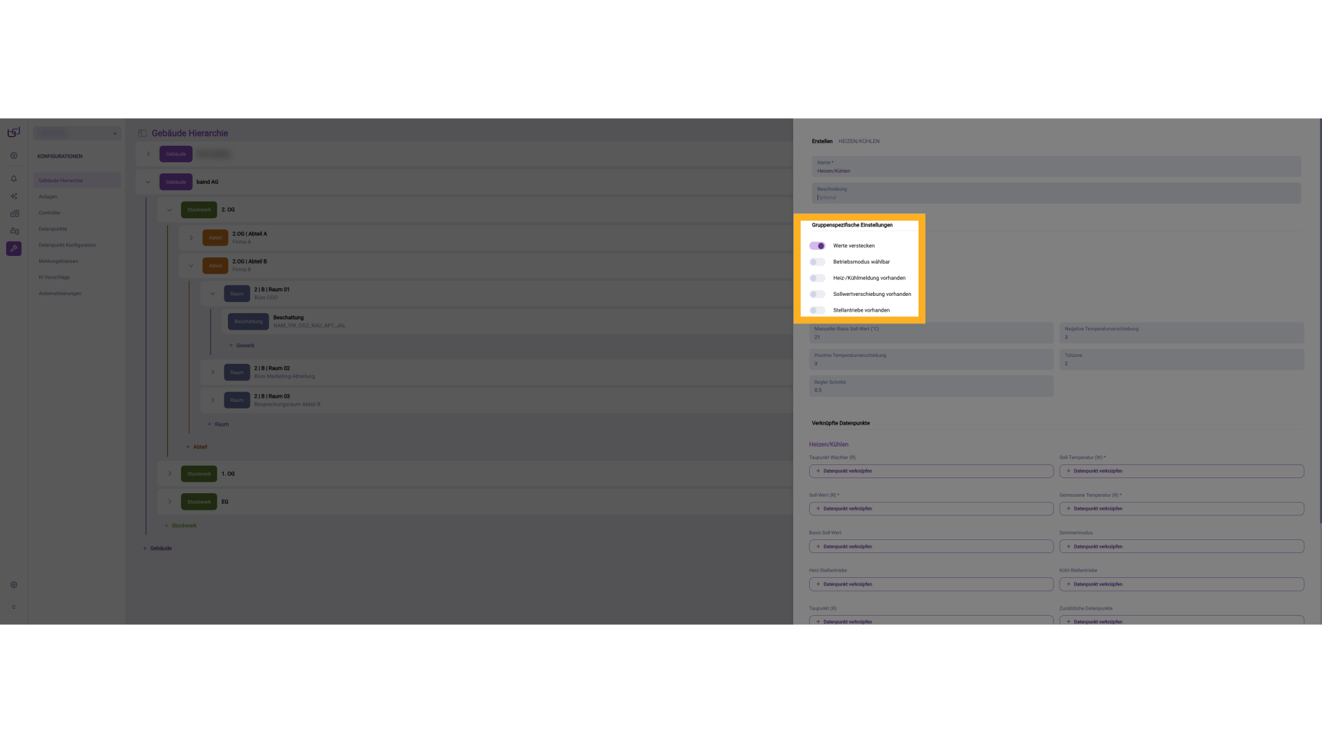 Gruppenspezifische Einstellungen