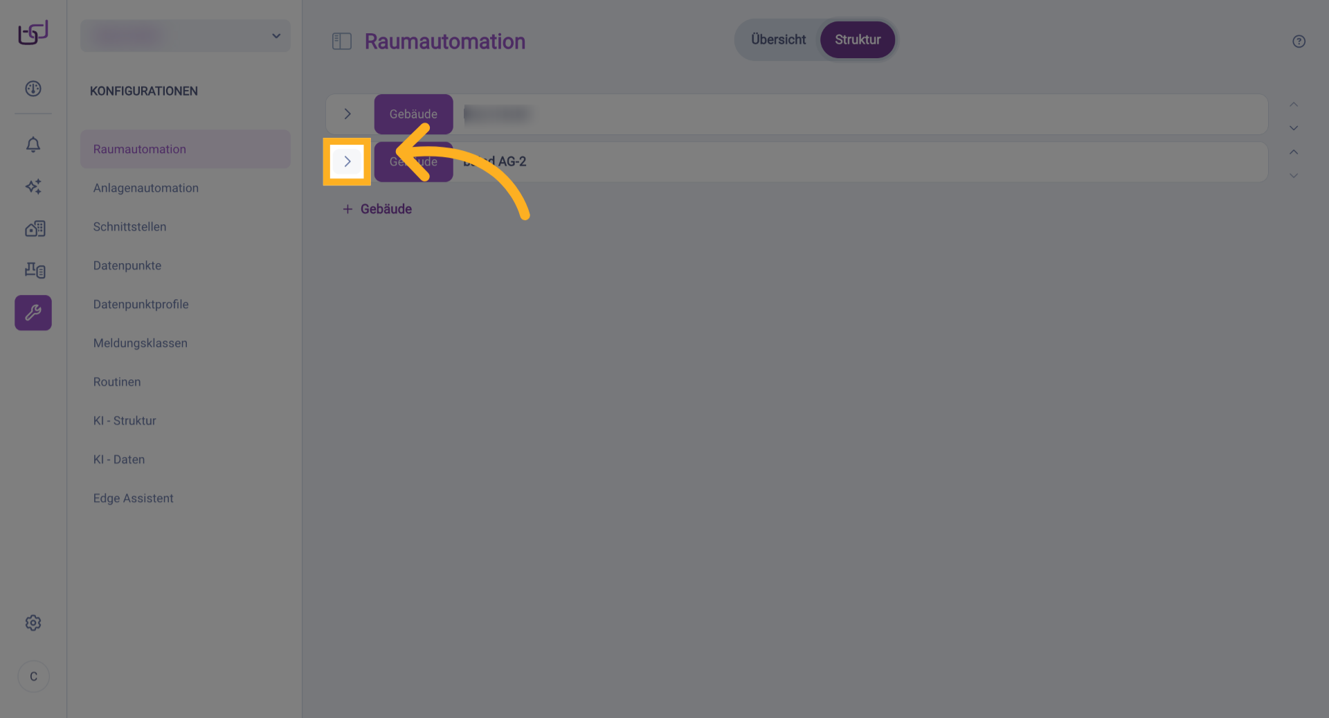 Strukturbereich Öffnen