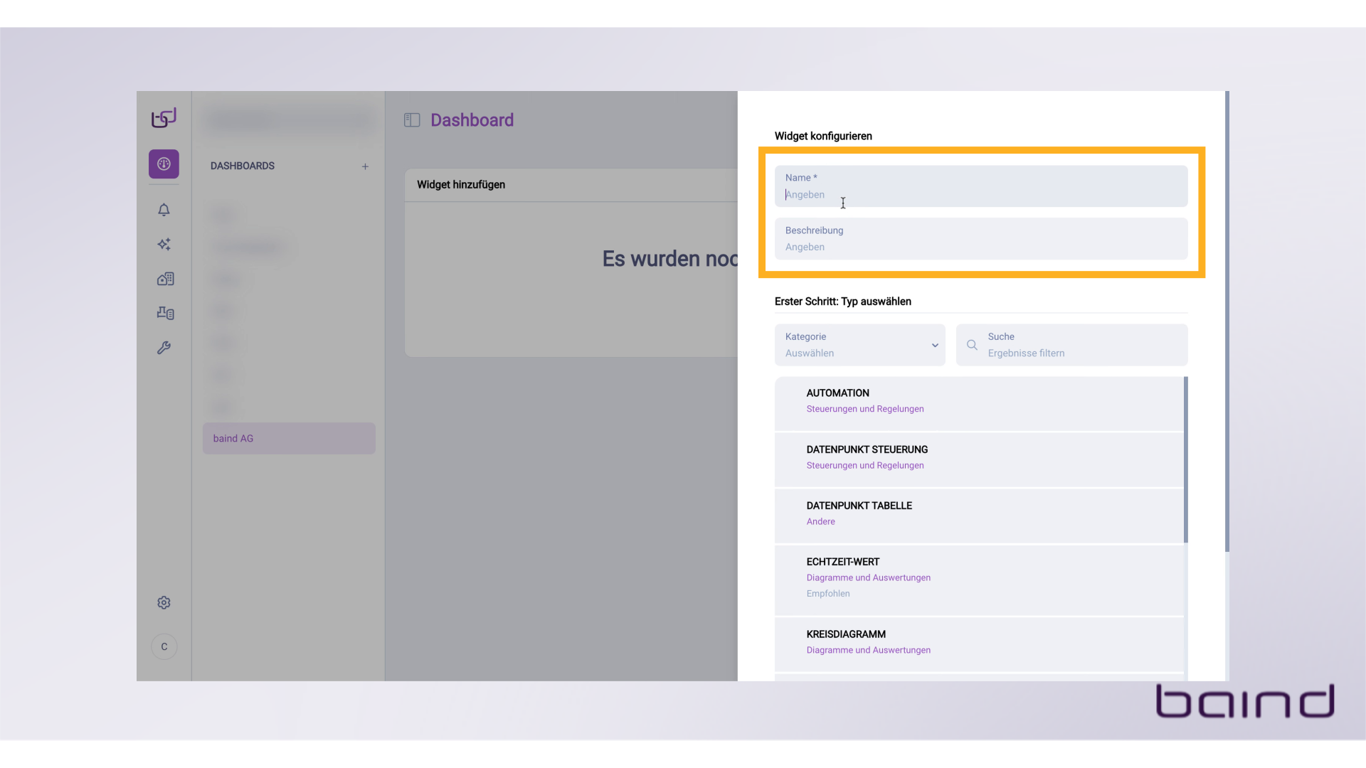 Widget konfigurieren