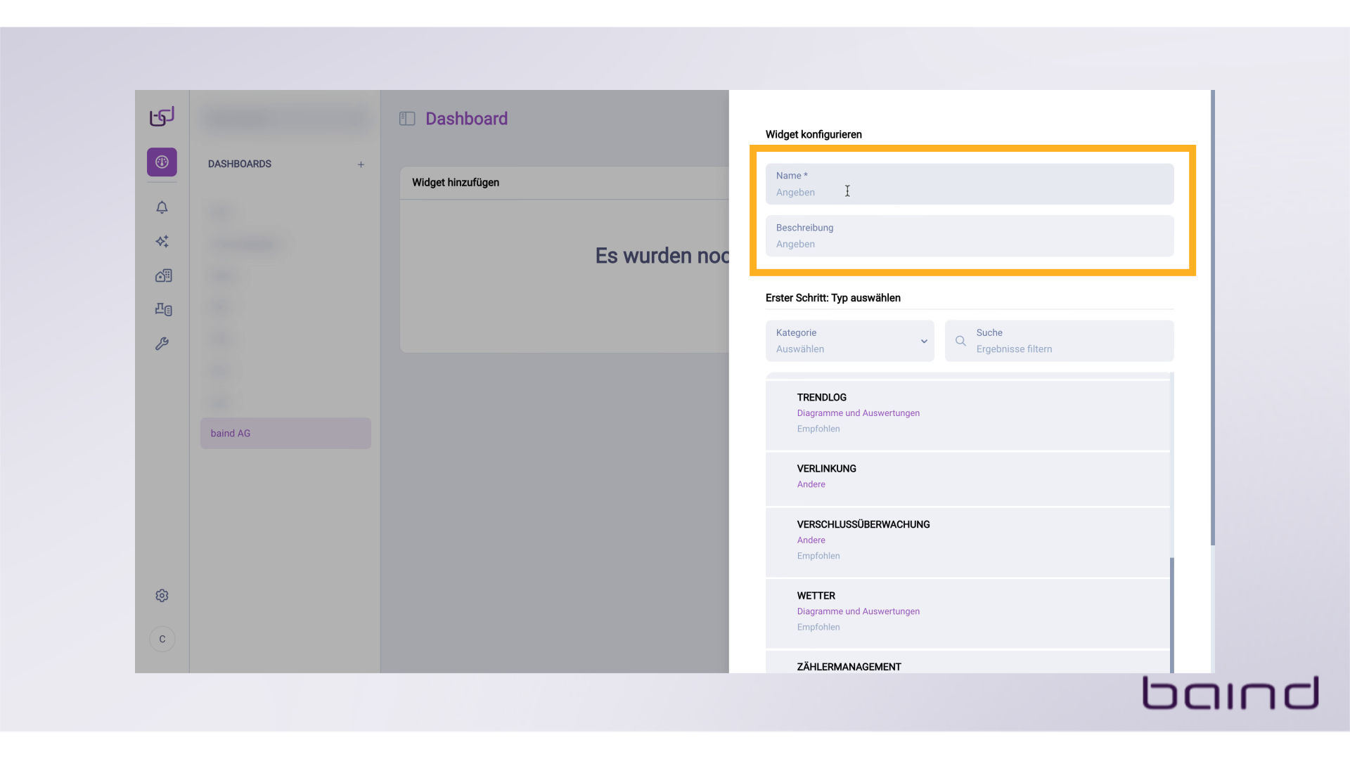 Widget konfigurieren