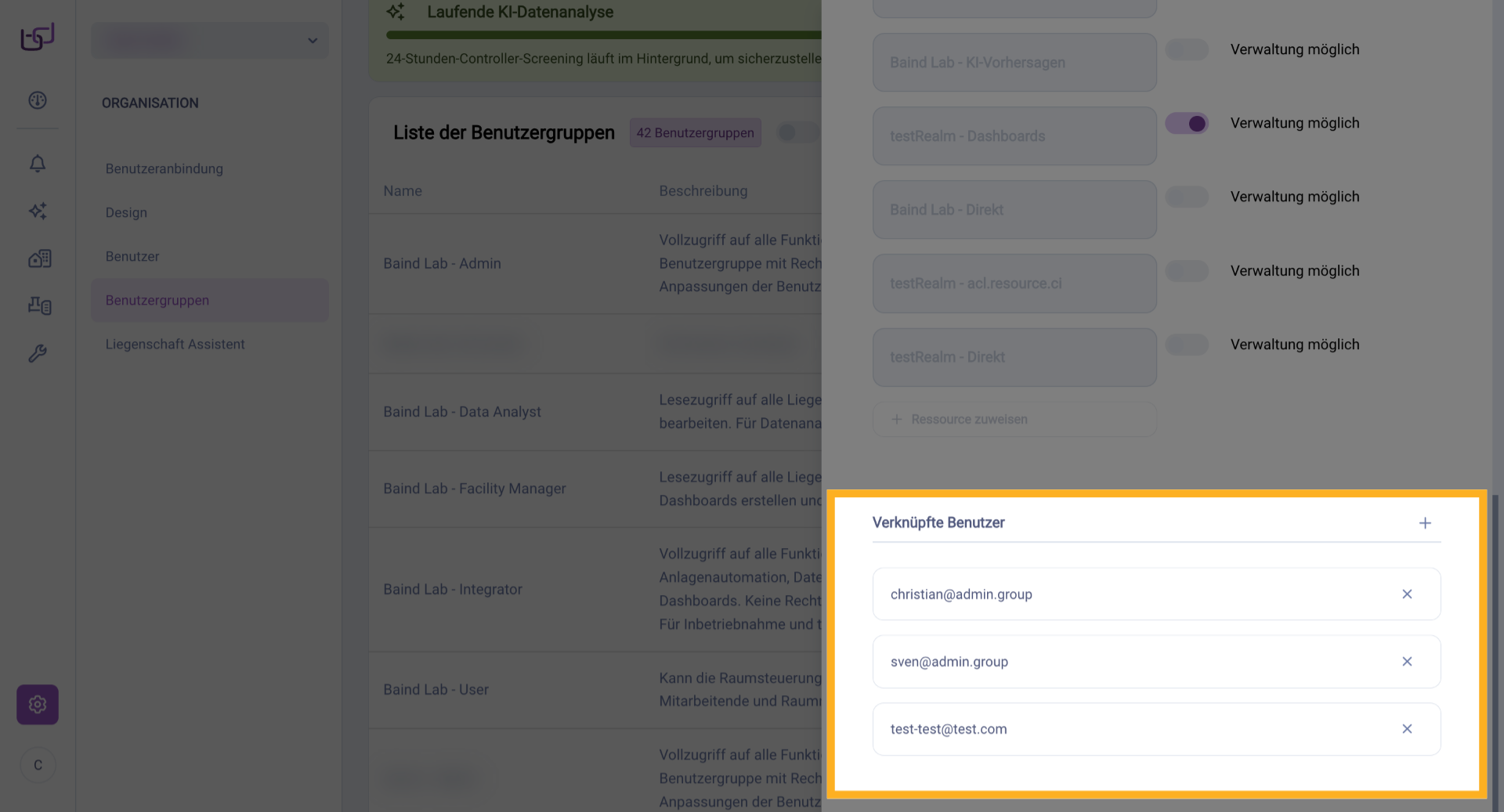 Verknüpfte Benutzer Anzeigen