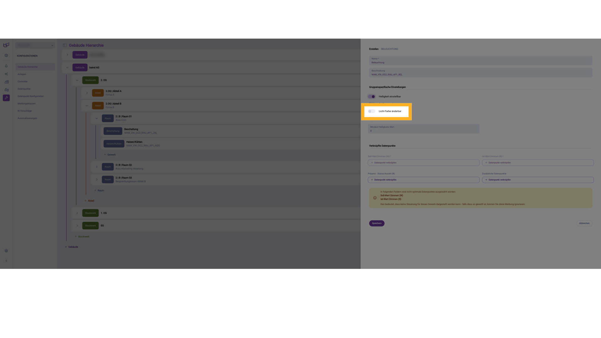 Licht-Farbe änderbar