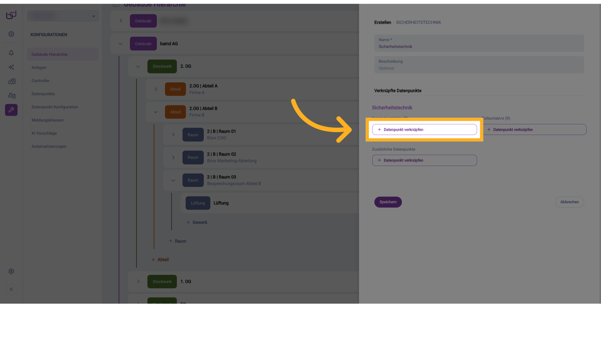 Datenpunkt verknüpfen