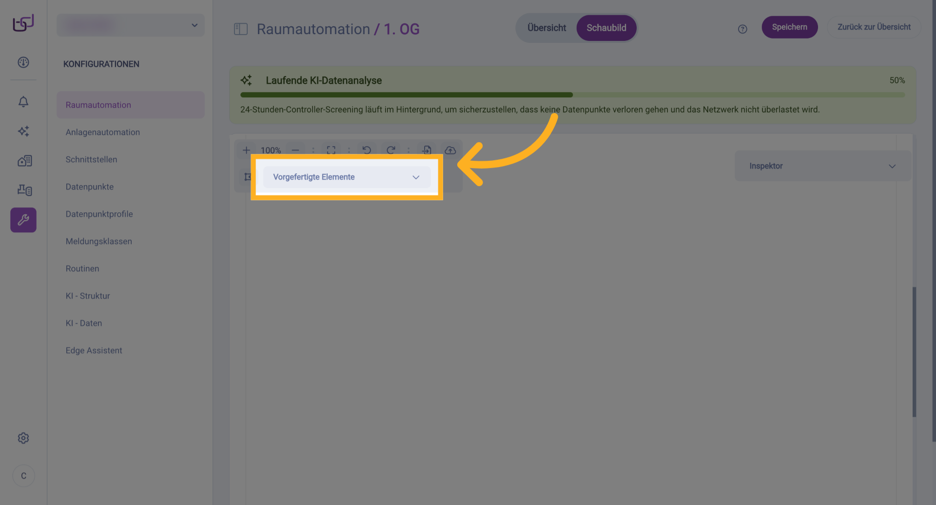 Öffnen Sie Vorgefertigte Elemente