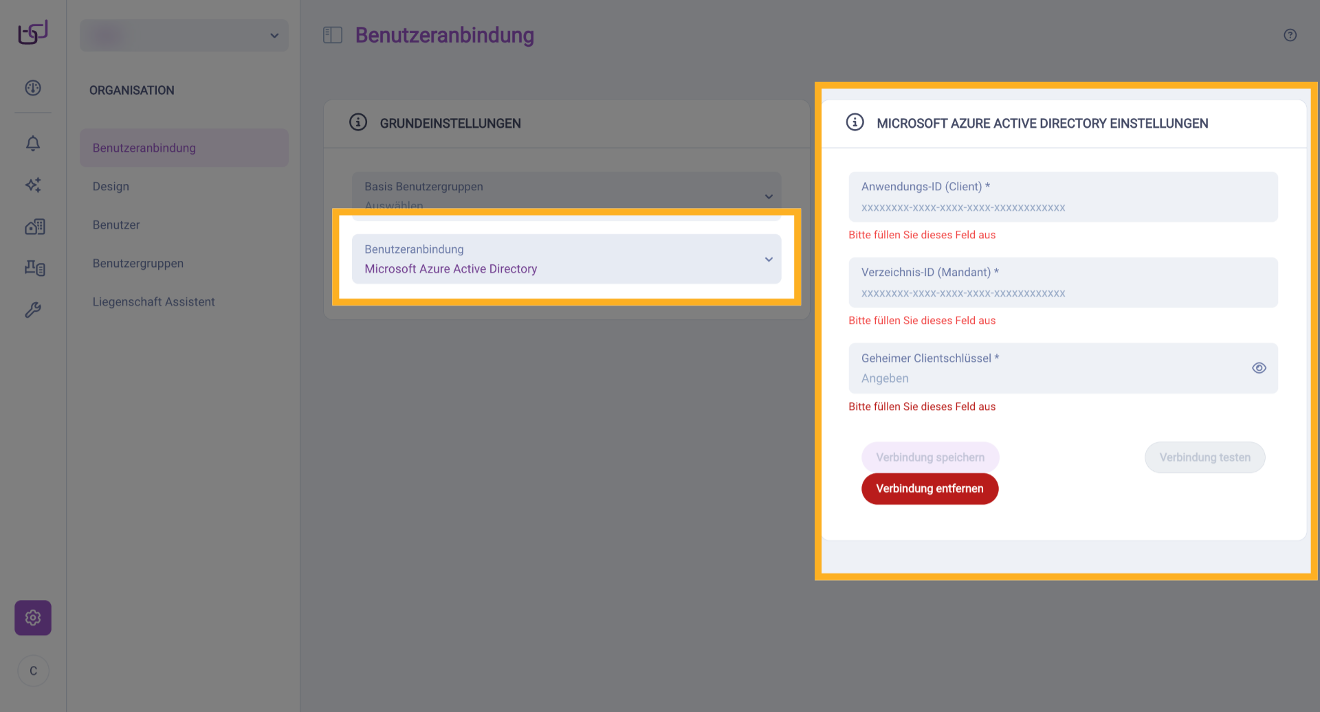 Azure AD-Verbindung Konfigurieren