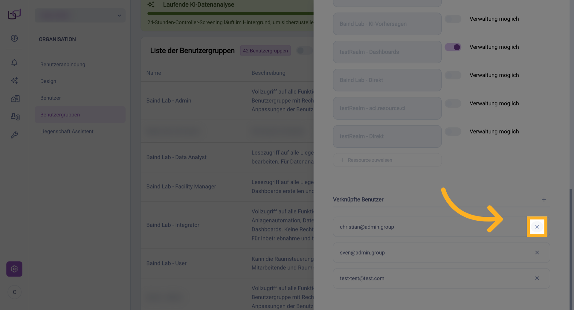 Benutzergruppen Auswahl Öffnen