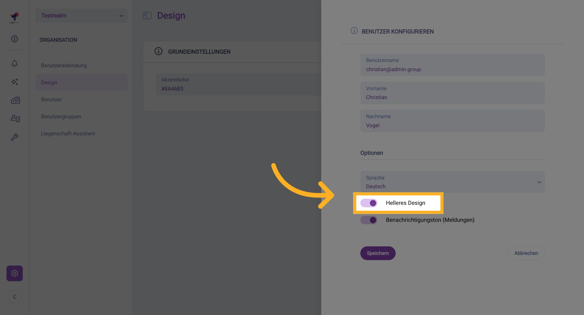 Design-Modus Umschalten