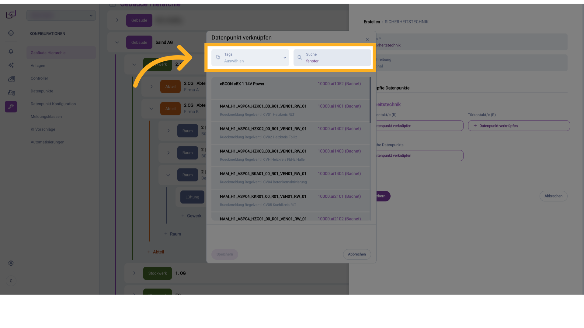 Datenpunkt verknüpfen