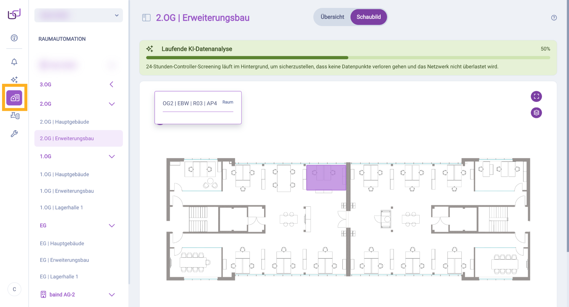Bedienansicht Raumautomation