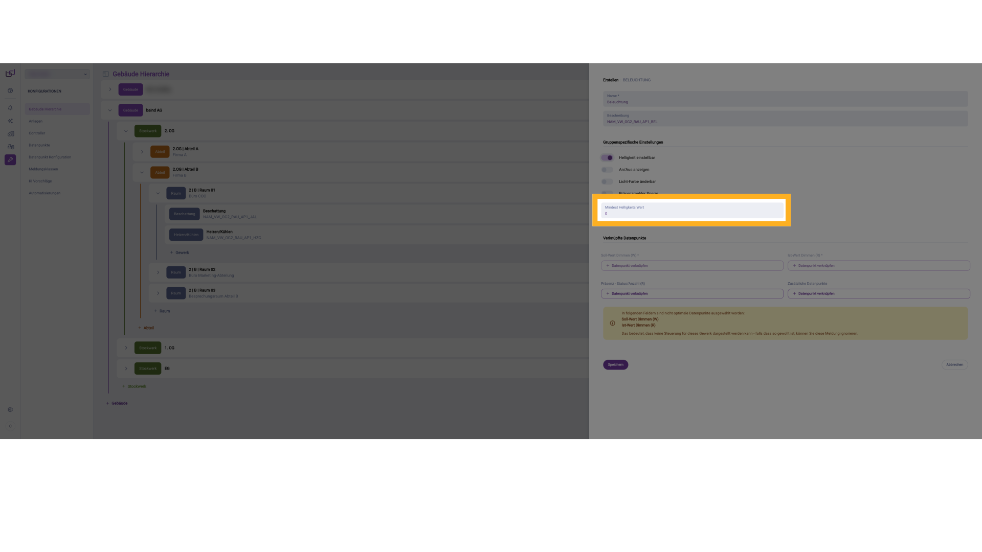 Mindest-Helligkeitswert