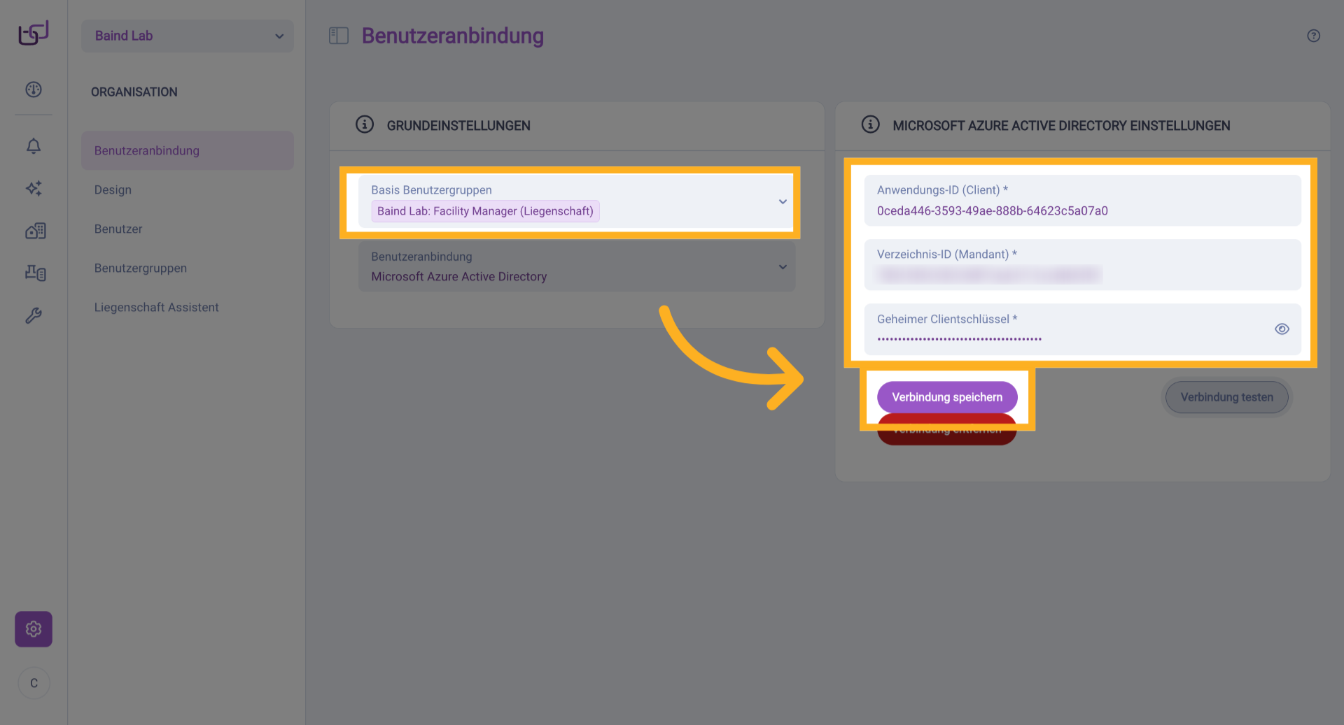 Verbindung Speichern