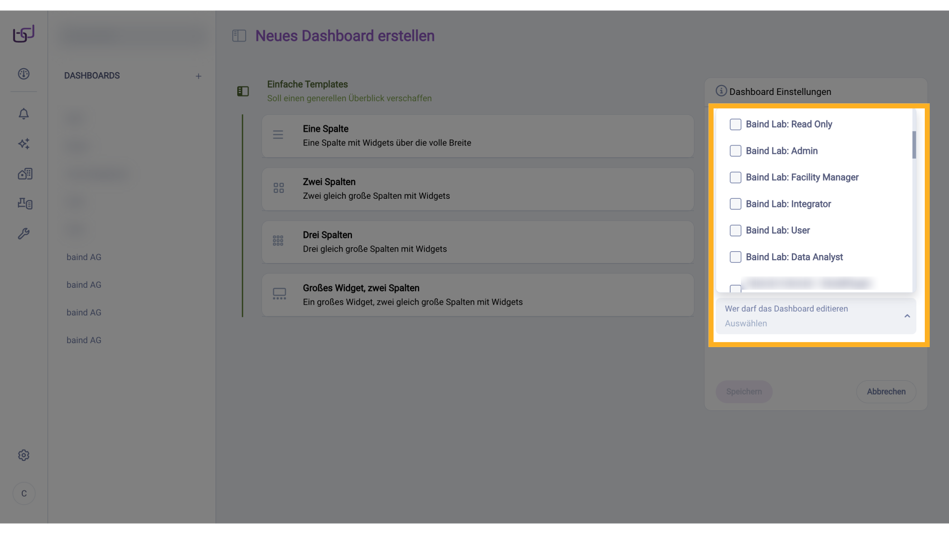 Wer darf das Dashboard editieren