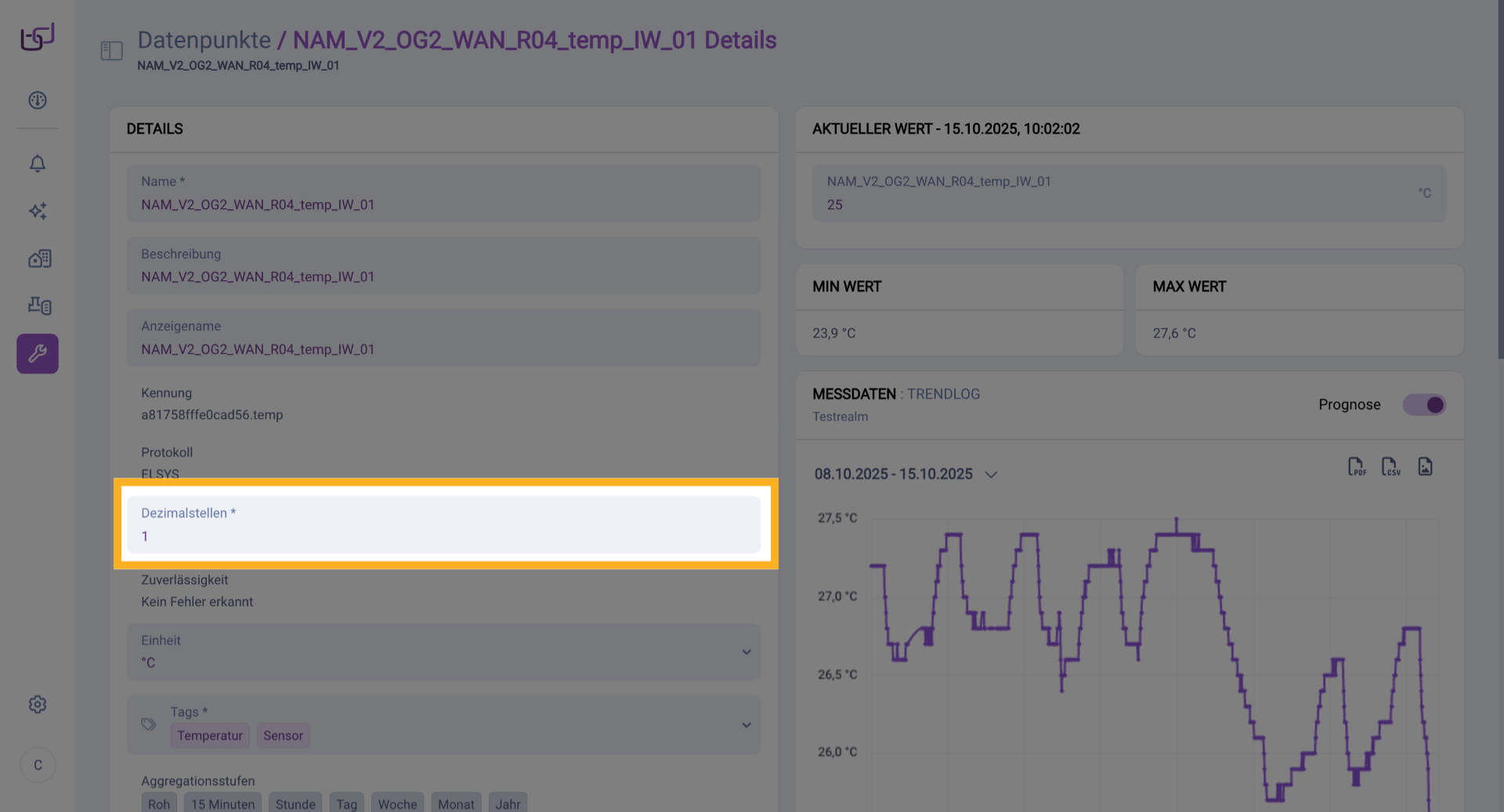 Datenpunktdetails Öffnen