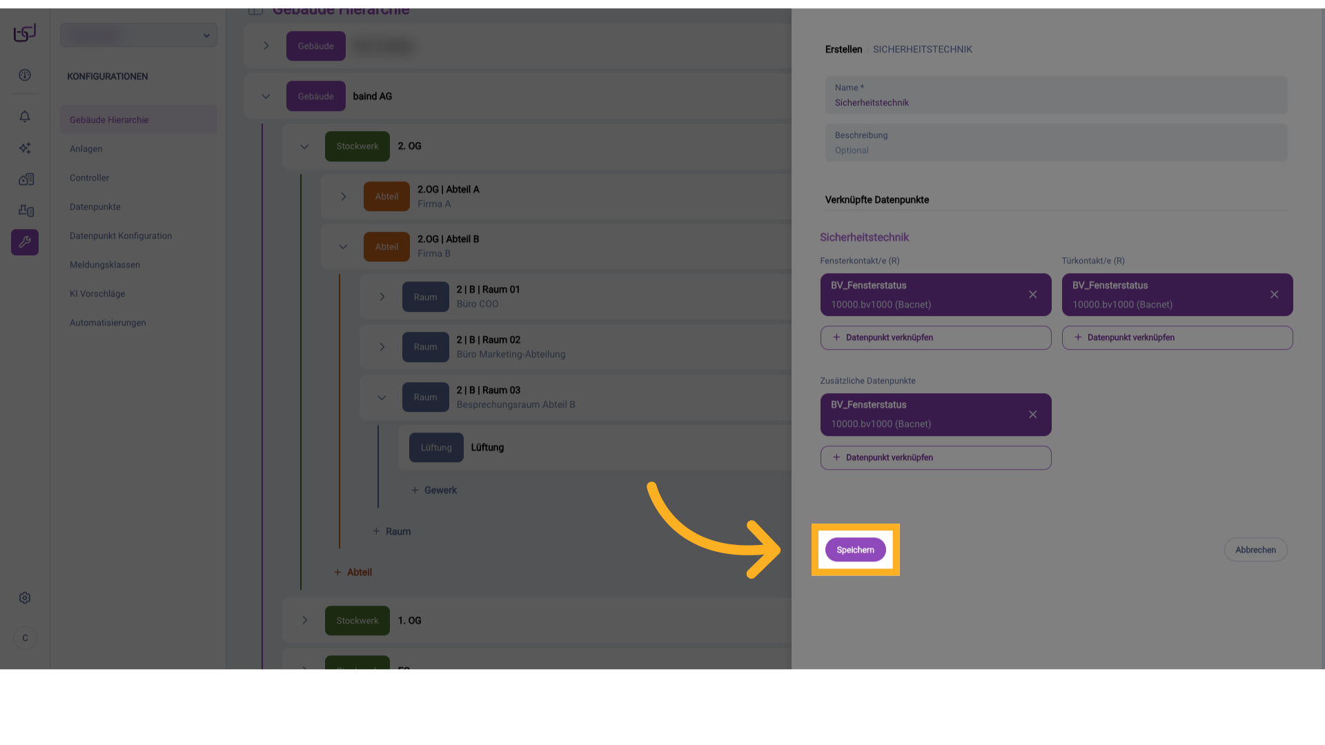 Datenpunkt verknüpfen