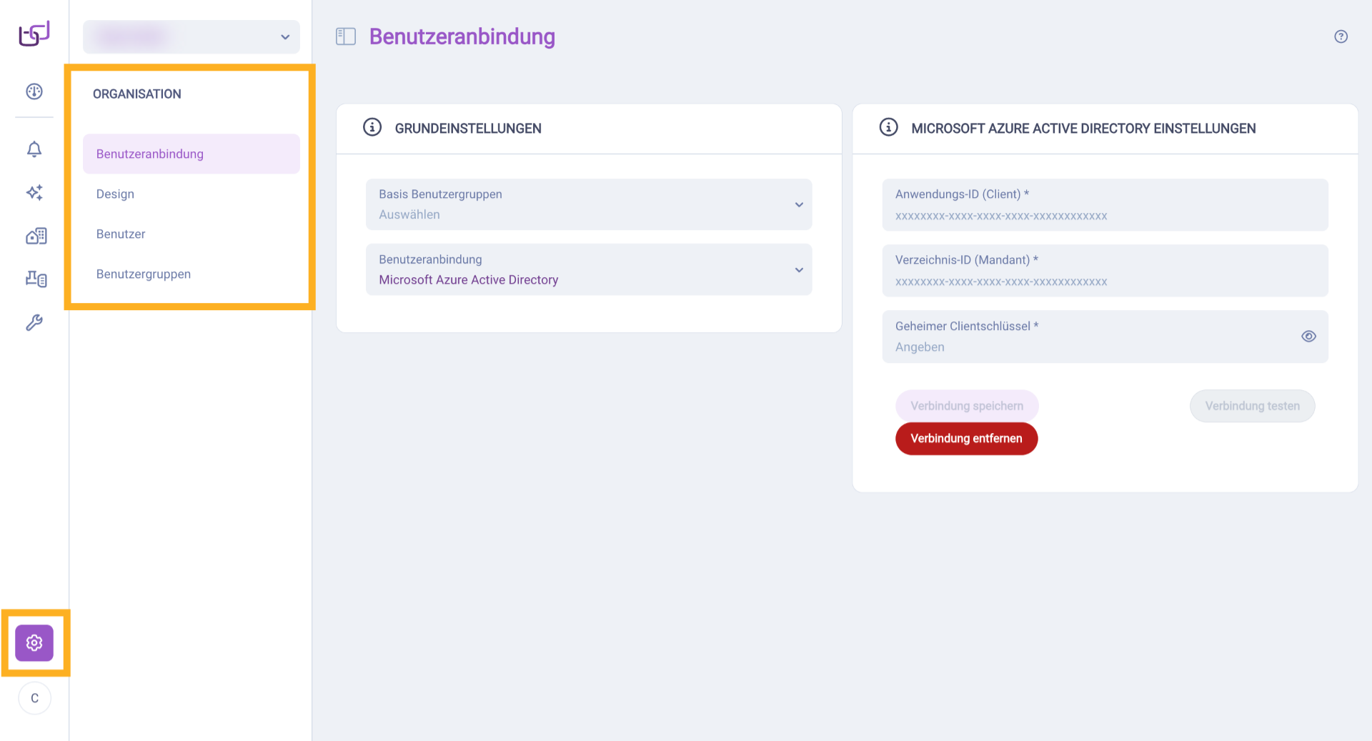 Bereich Organisation