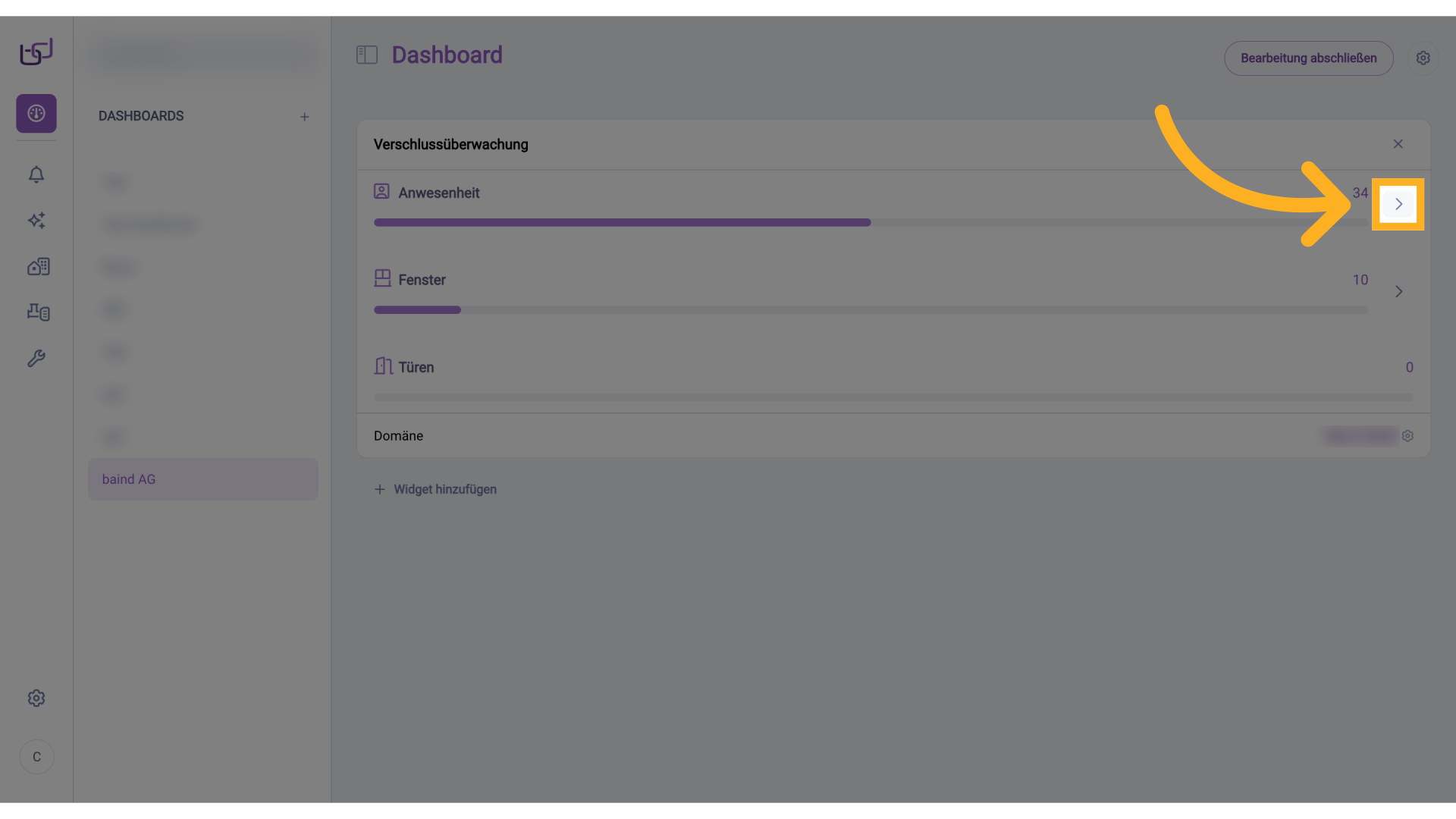 Widget Verschlussüberwachung