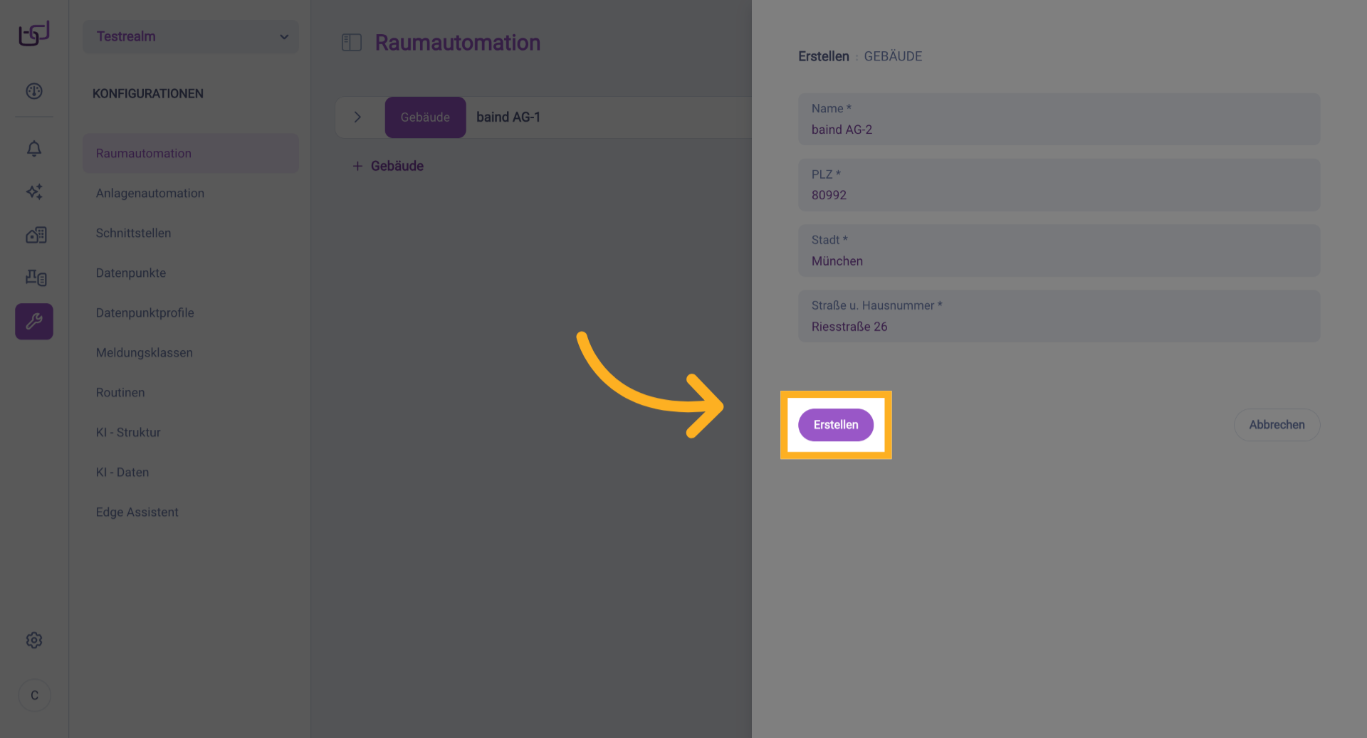 Erstellen Button Klicken