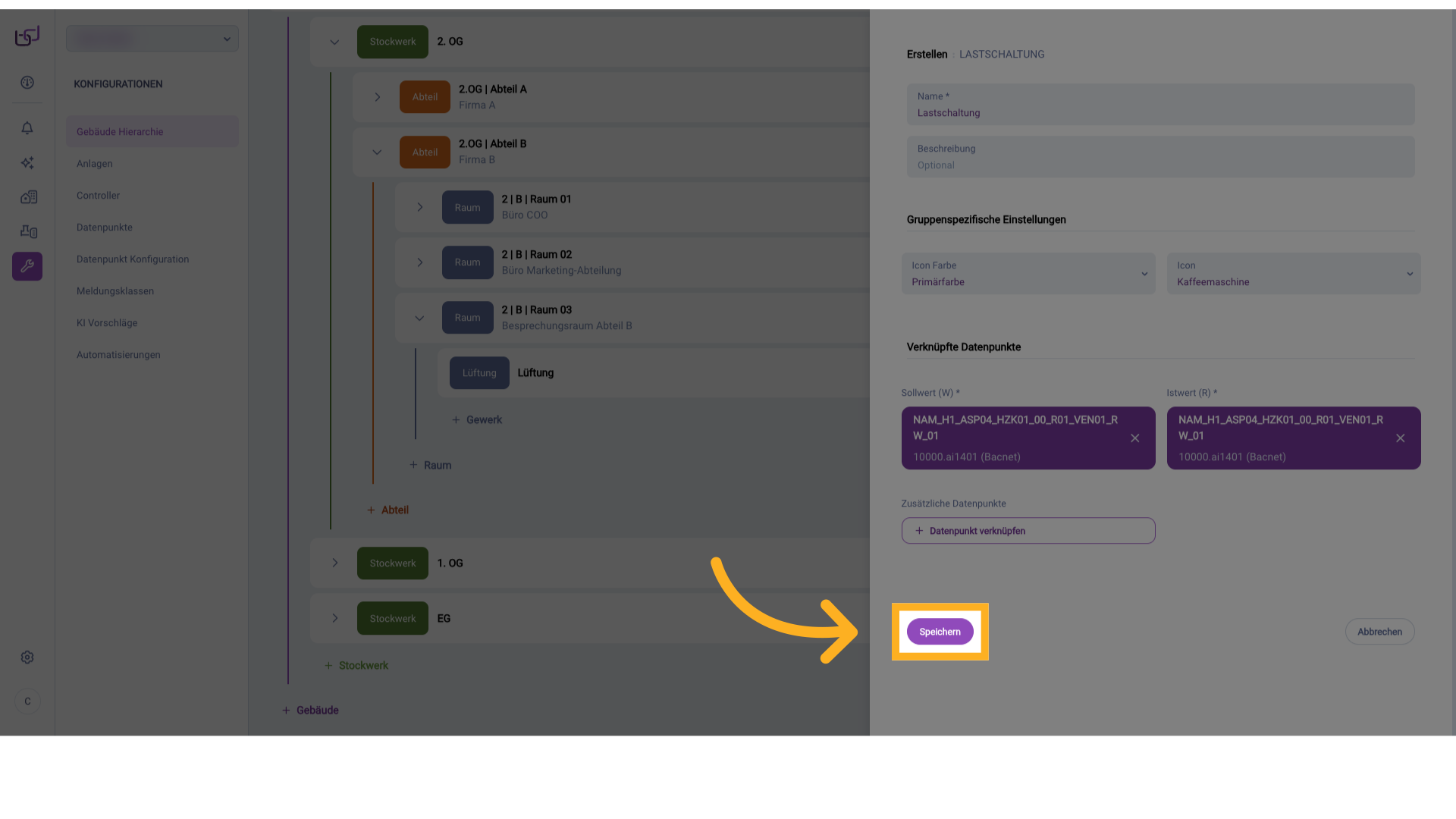 Datenpunkt verknüpfen