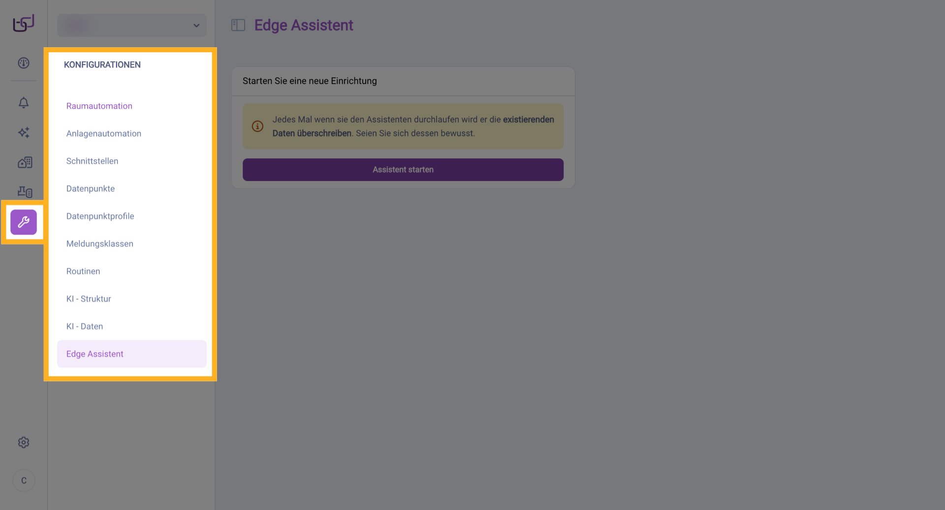 Bereich Konfigurationen