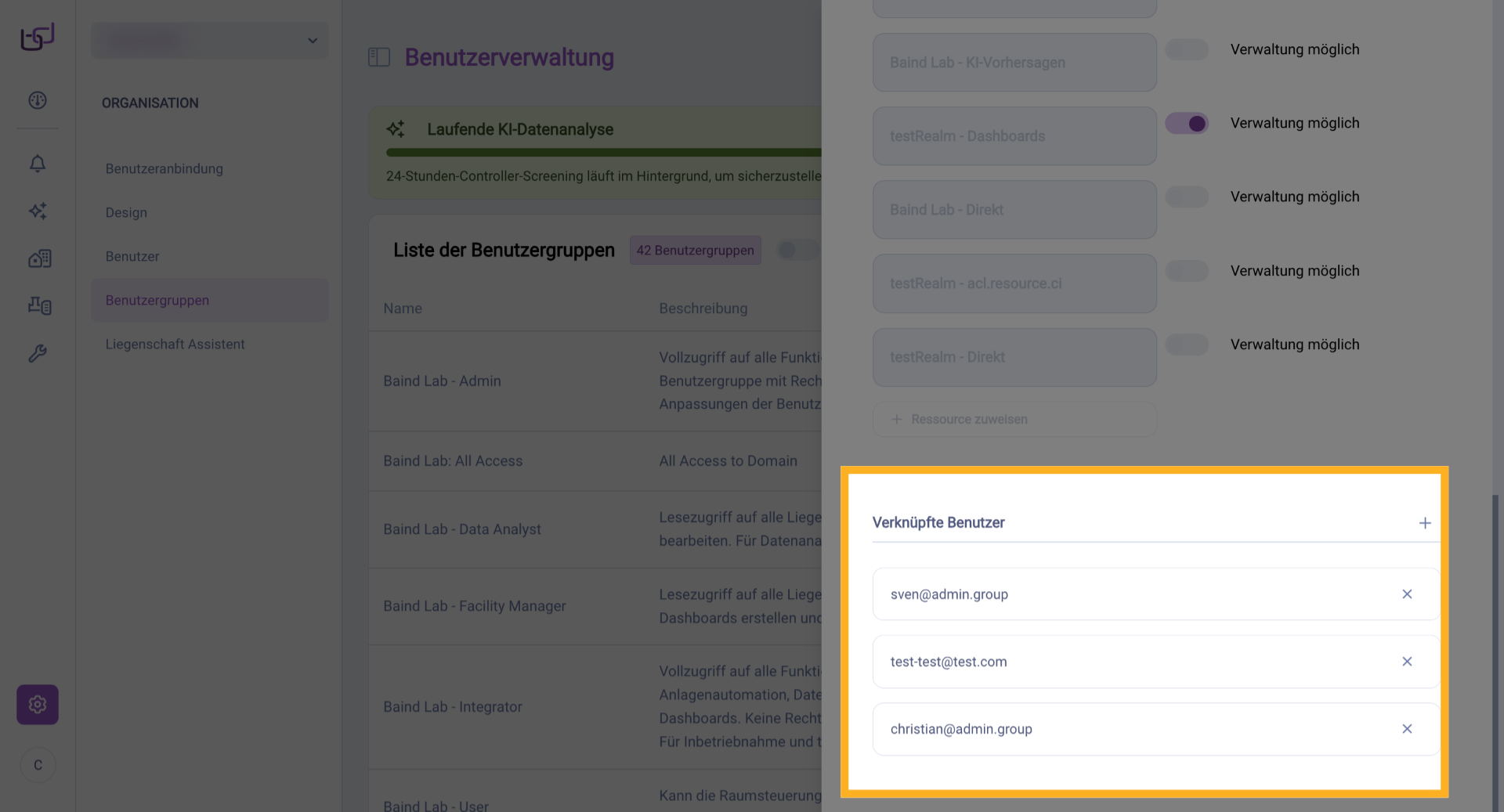 Zugewiesene Ressourcen Anzeigen