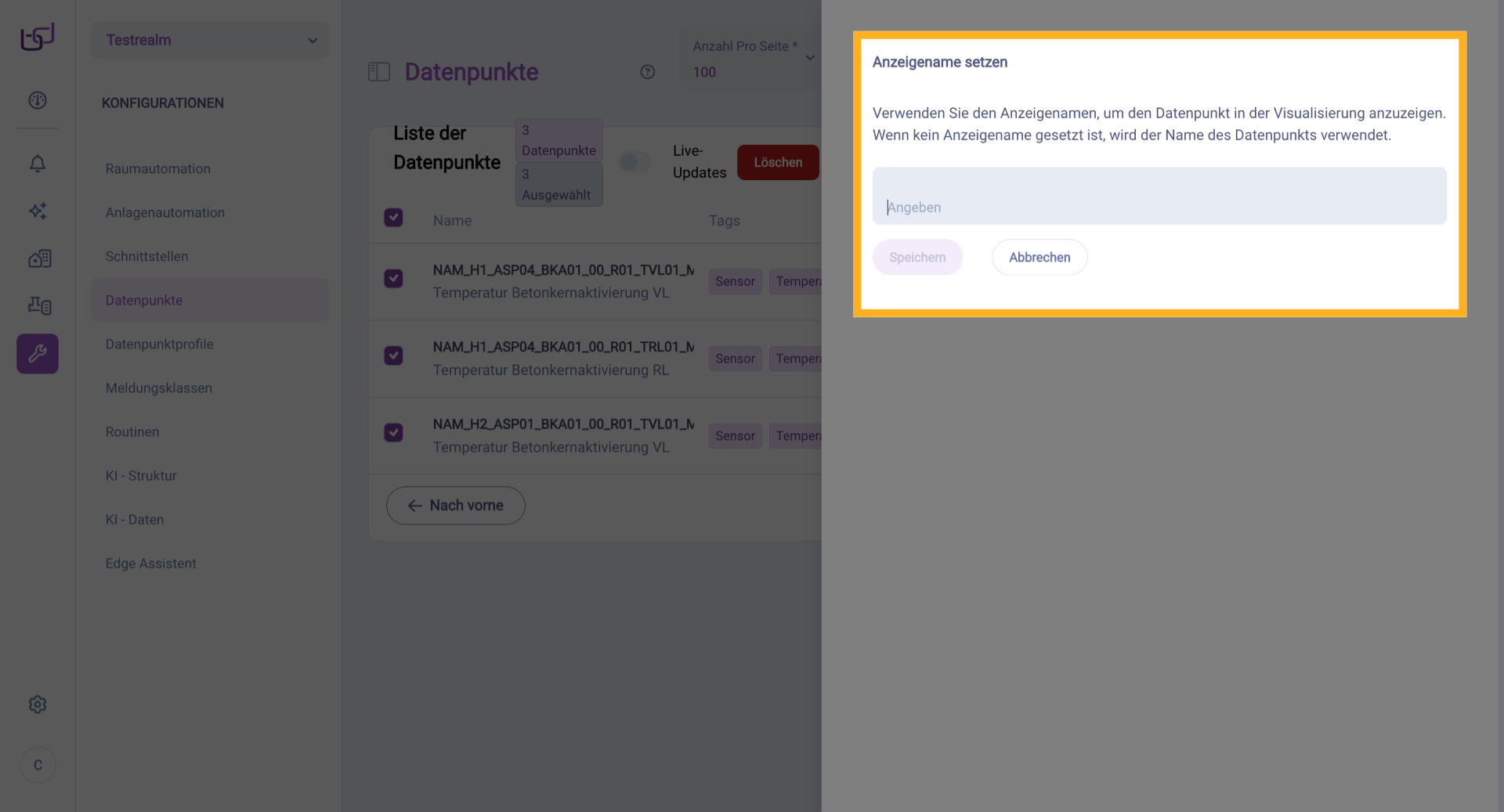 Anzeigename Bestätigen
