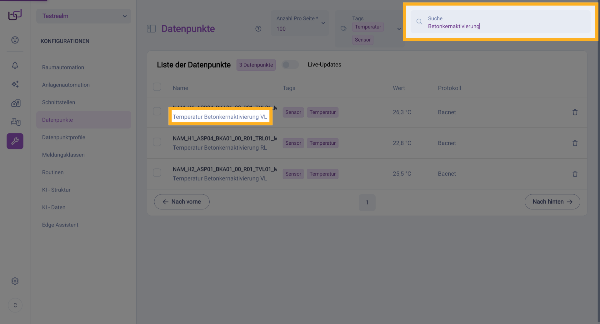 Navigieren Zur Suchergebnisliste