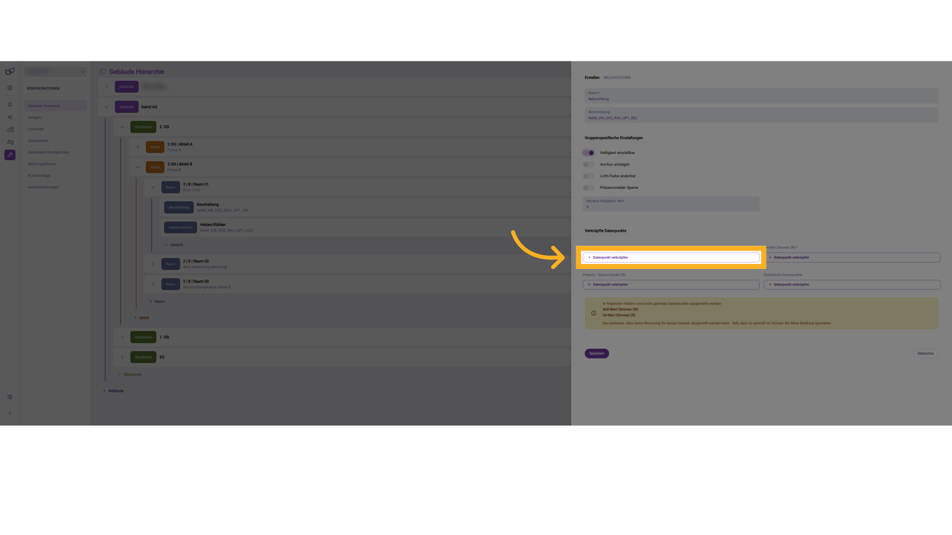 Datenpunkt verknüpfen