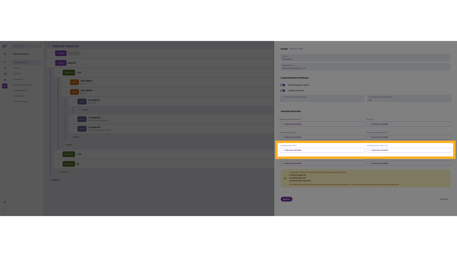 „Lamellenposition (W)" und „Lamellenpositionsstatus (R)"