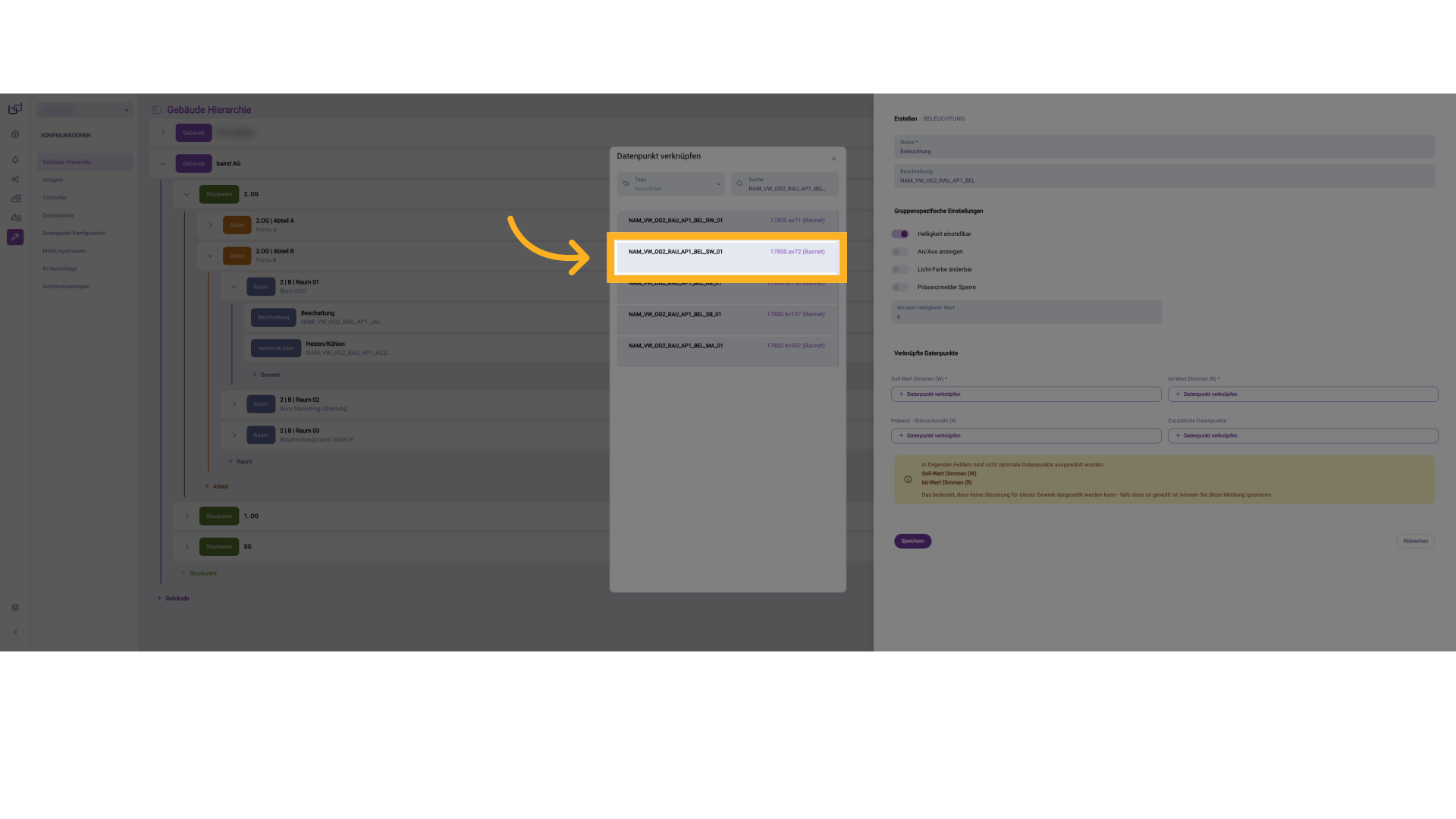 Datenpunkt verknüpfen