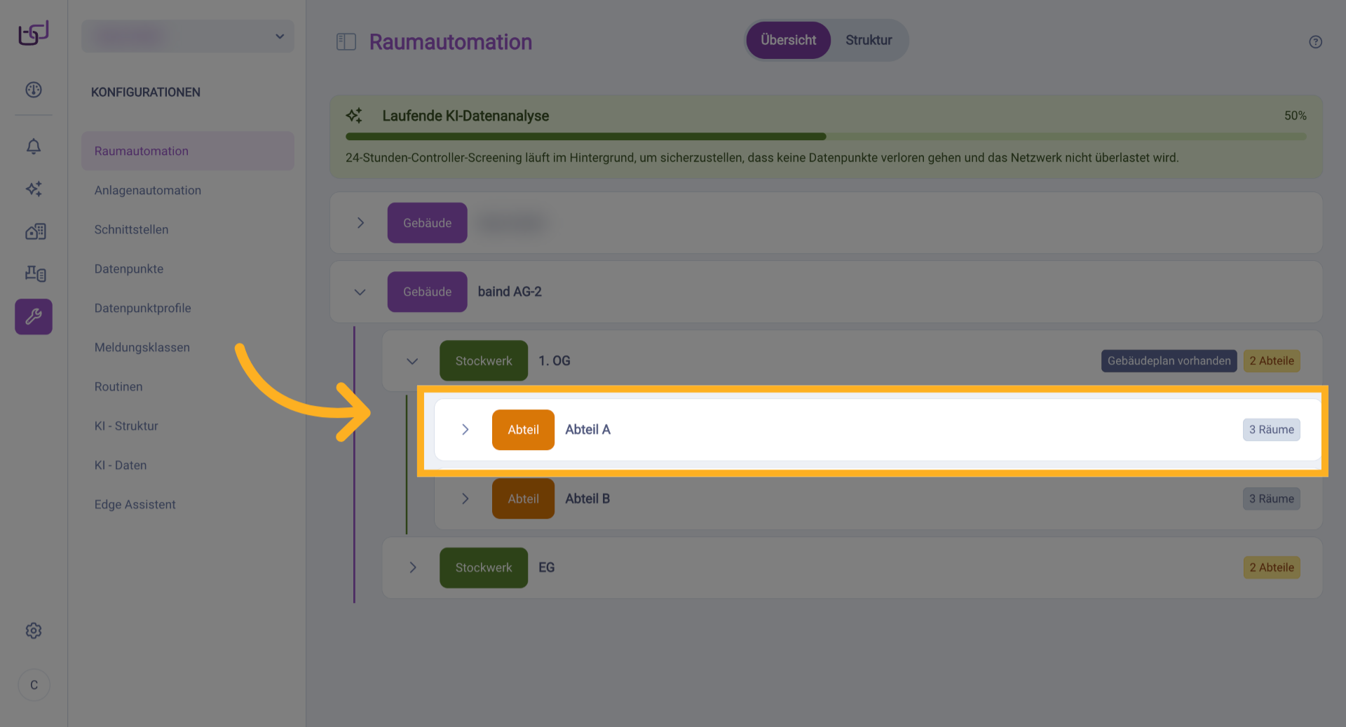 Wählen Sie Abteil A