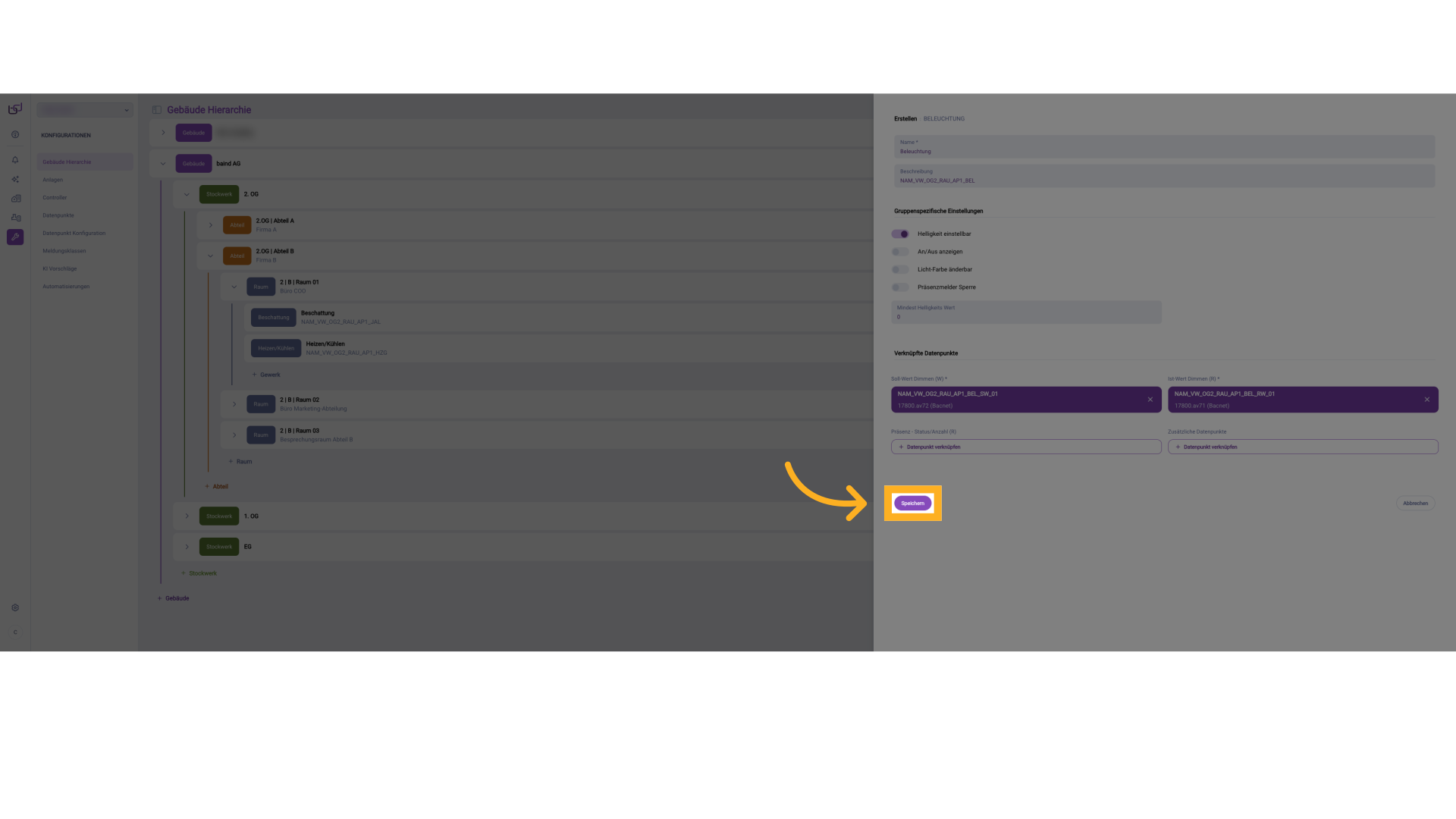 Datenpunkt verknüpfen