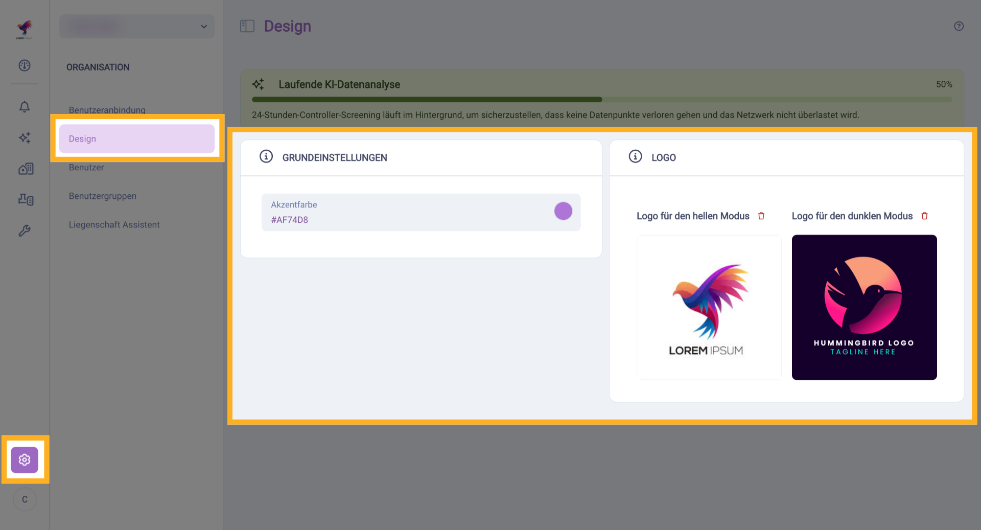 Anpassen Von Akzentfarbe Und Logos