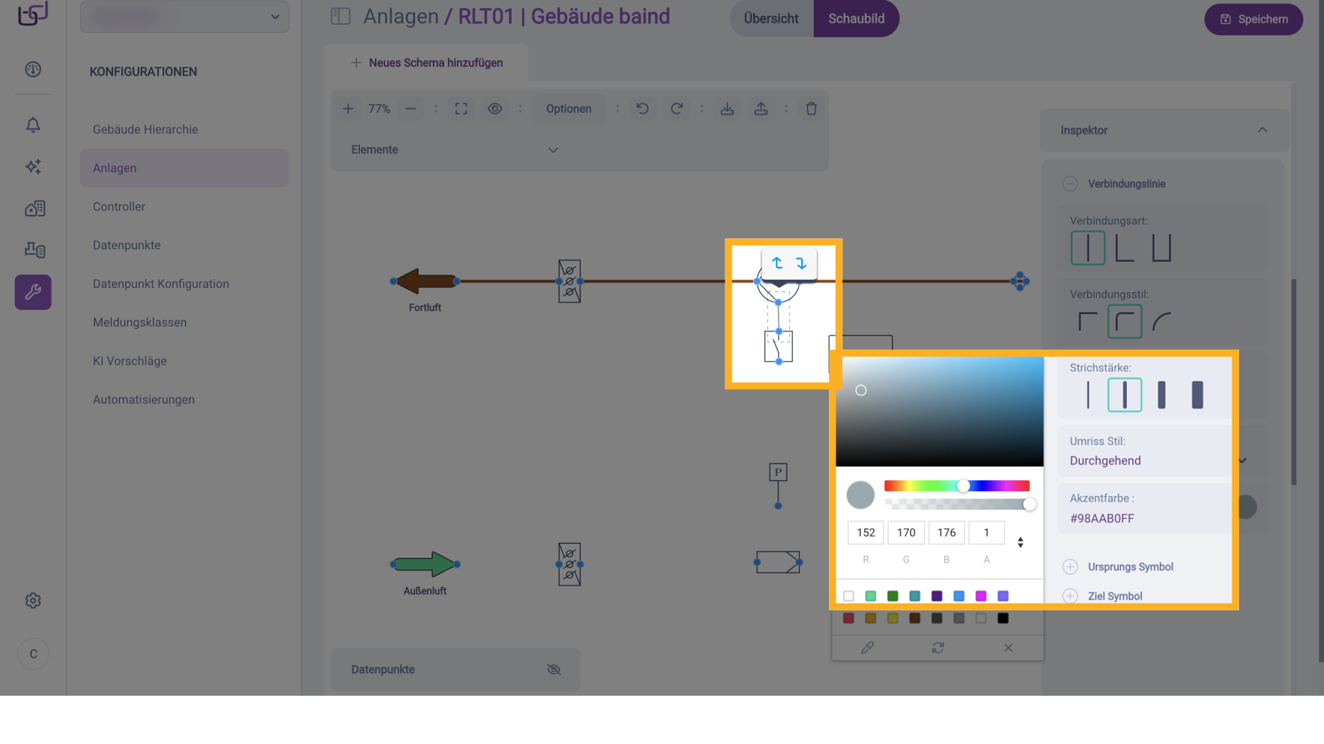 Verbindung Ventilator