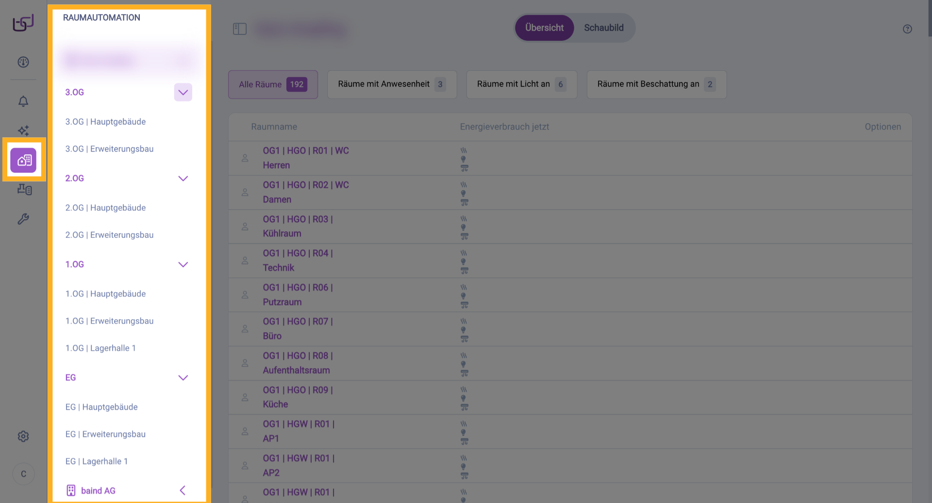 Ansicht Raumautomation
