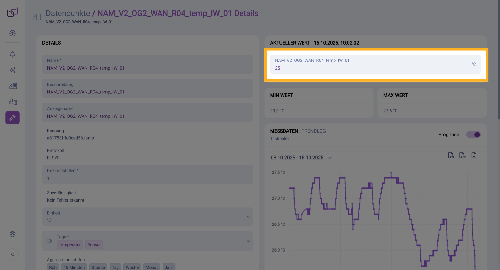 Datenpunktdetails Öffnen