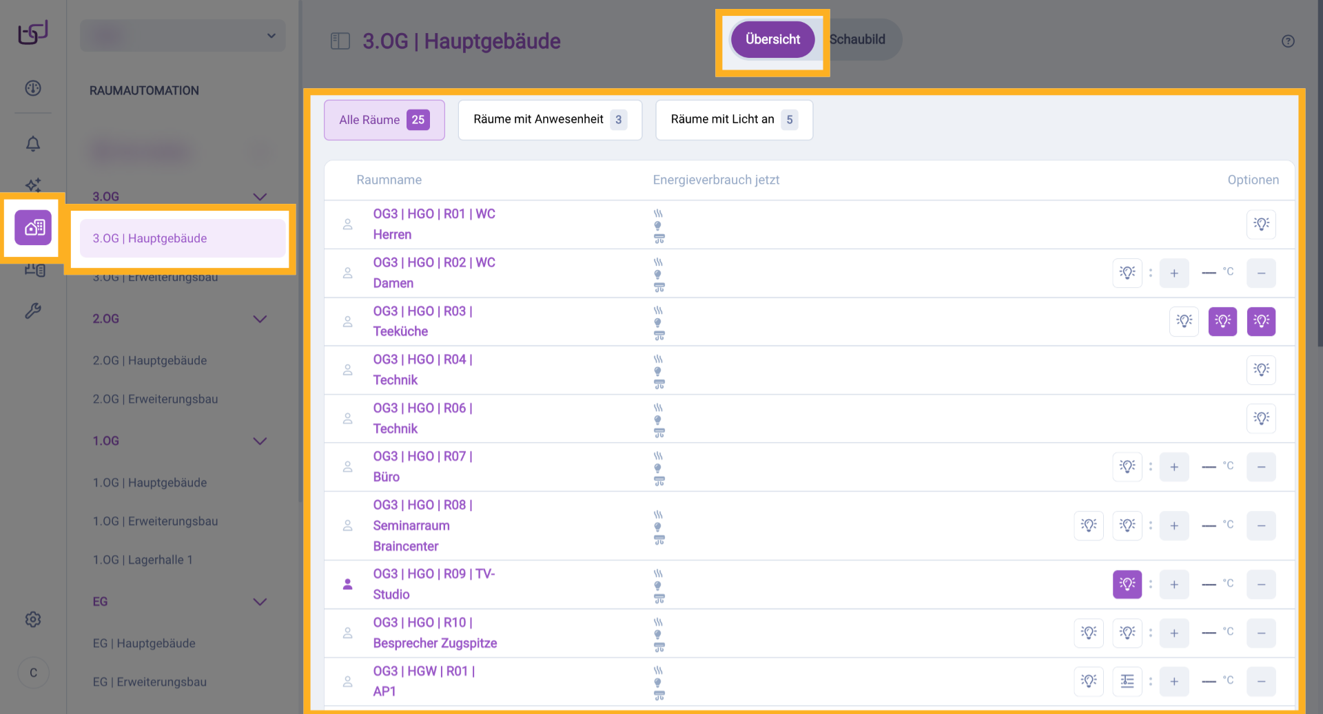 Ansicht Raumautomation