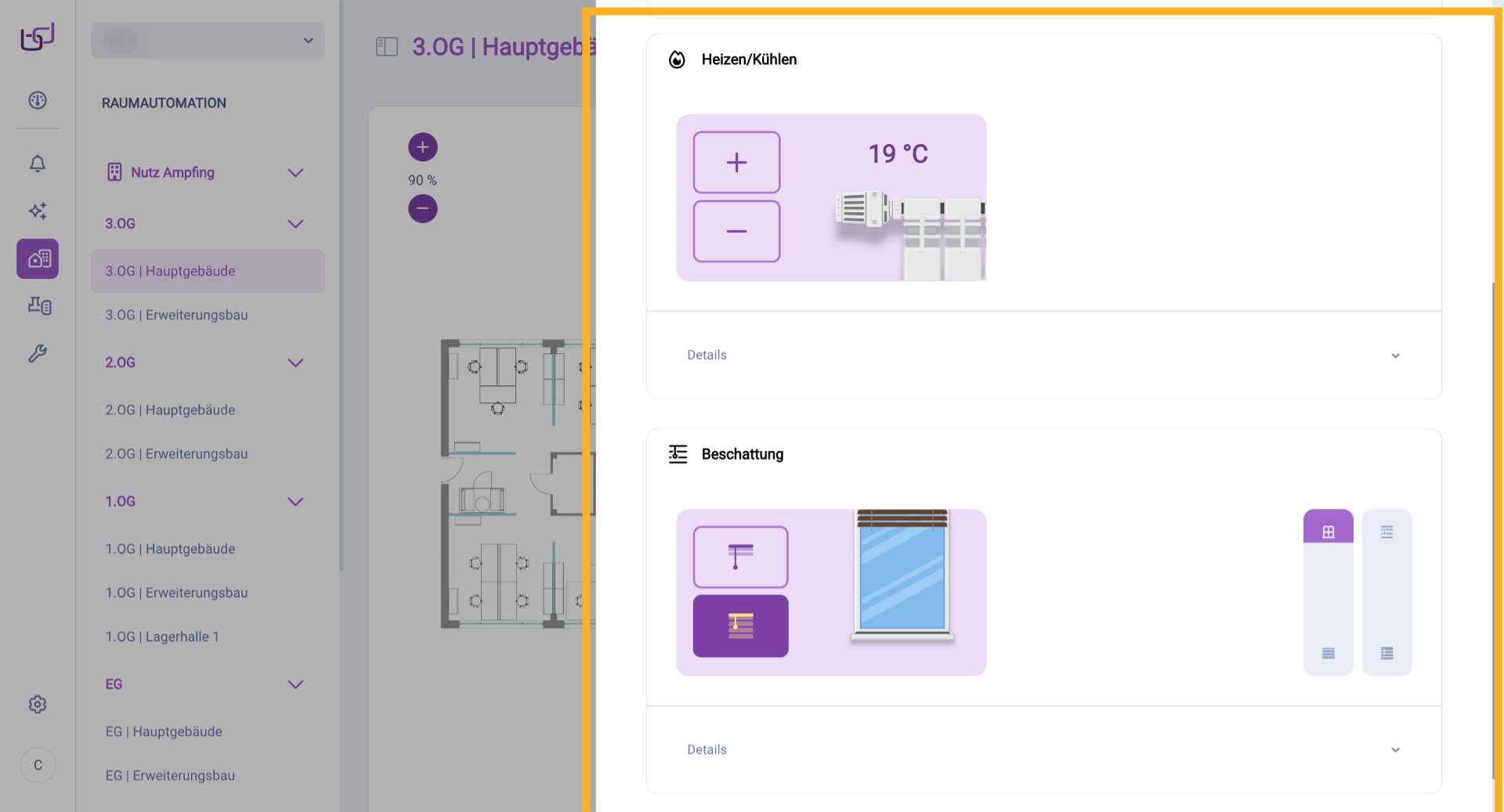 Ansicht Raumautomation - Übersicht