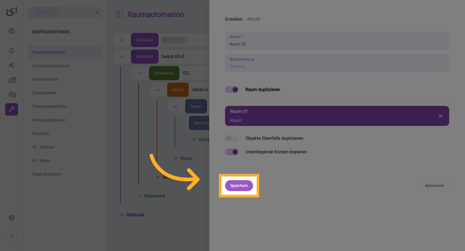 Einstellungen Bereich Öffnen