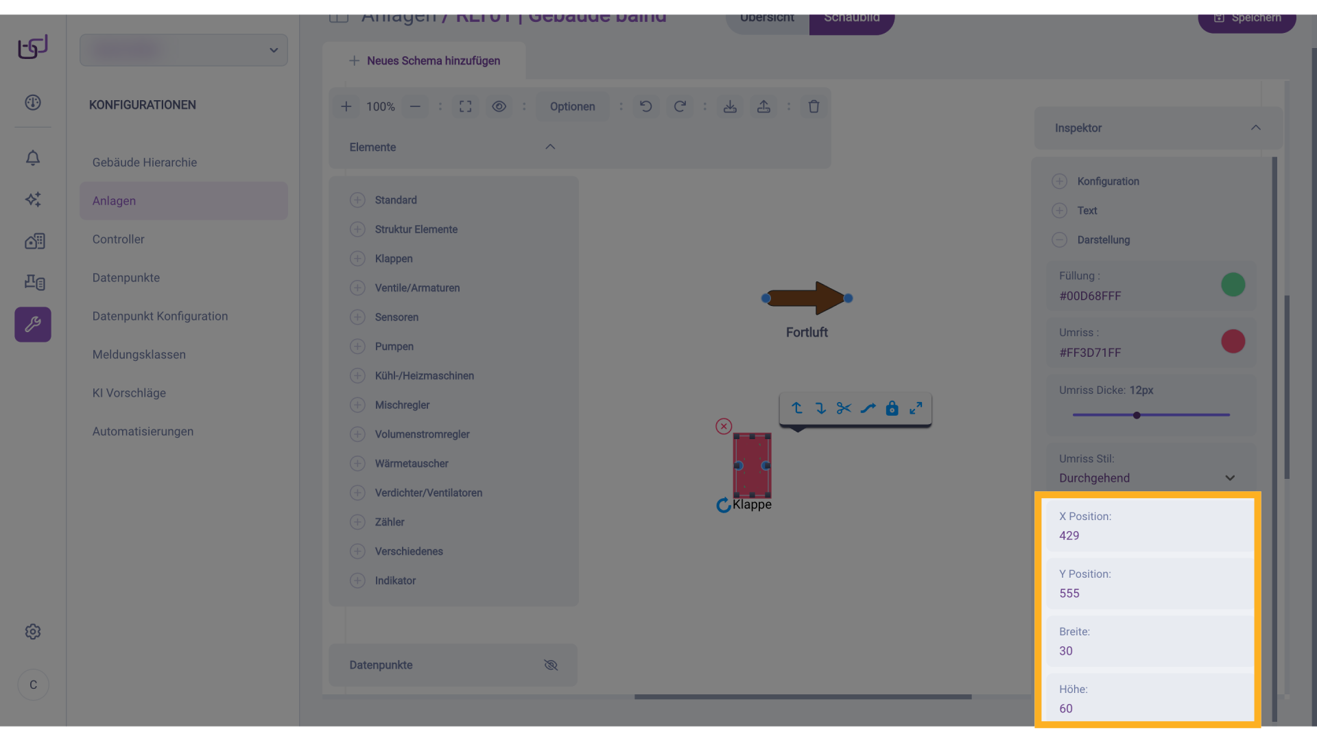 Position und Größe