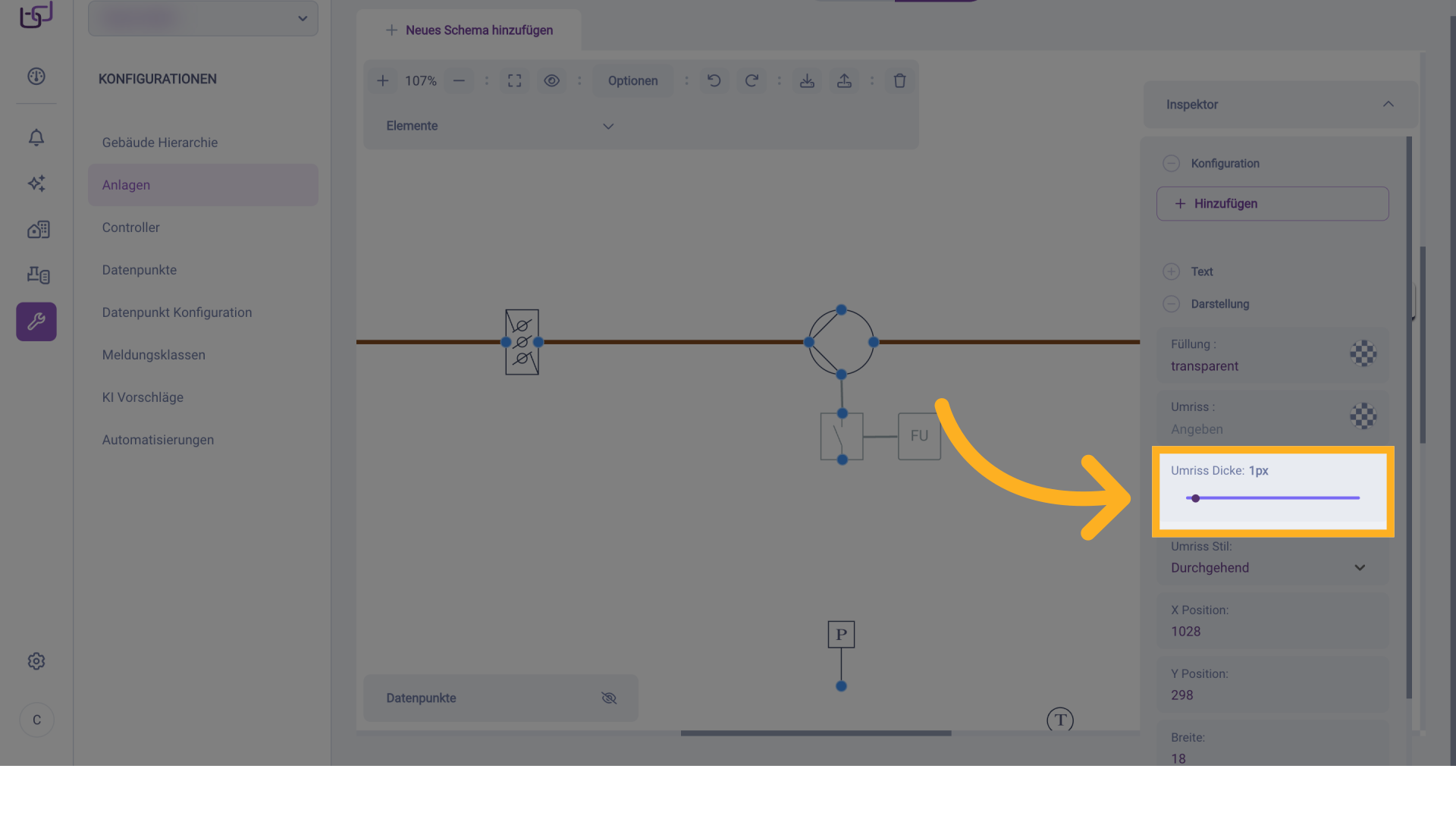 Verknüpfungspunkt anpassen