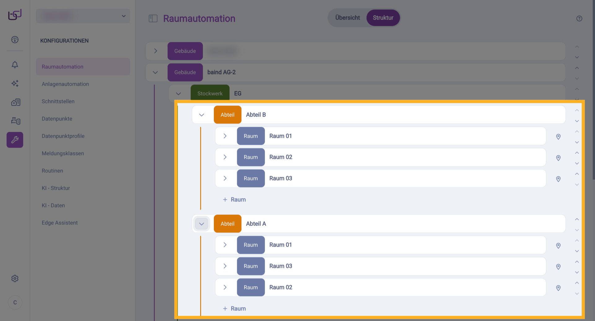 Wählen Sie Raum Raum 03