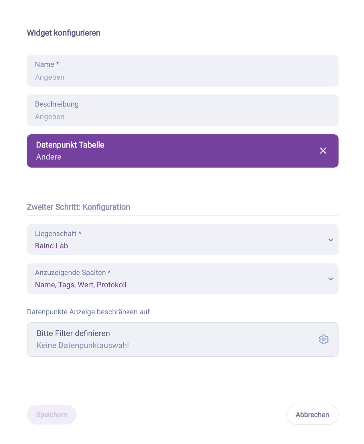 Widget konfigurieren