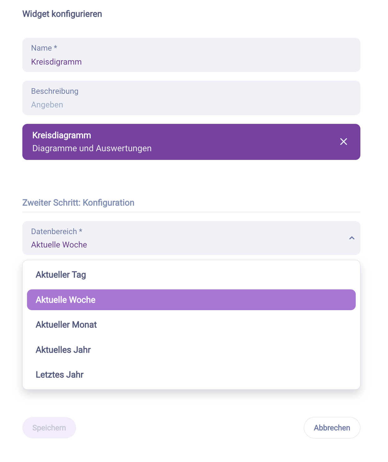 Datenbereich konfigurieren