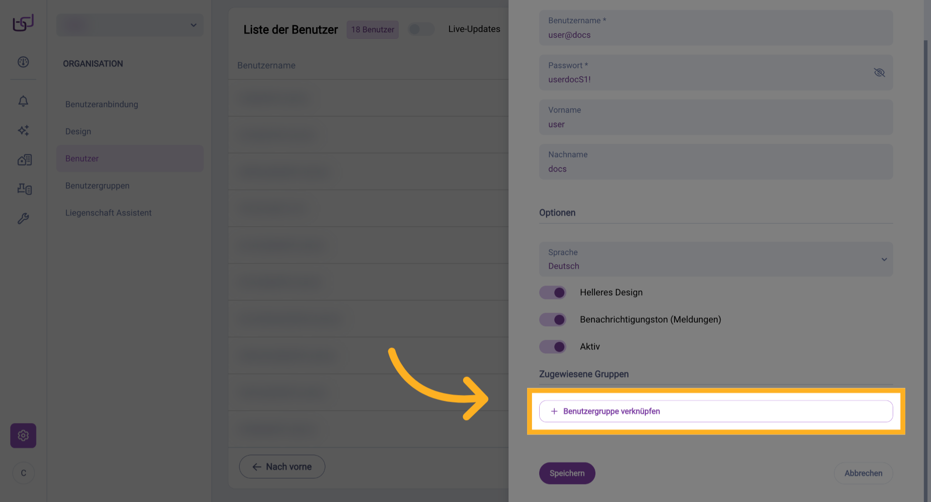 Benutzergruppe Verknüpfen