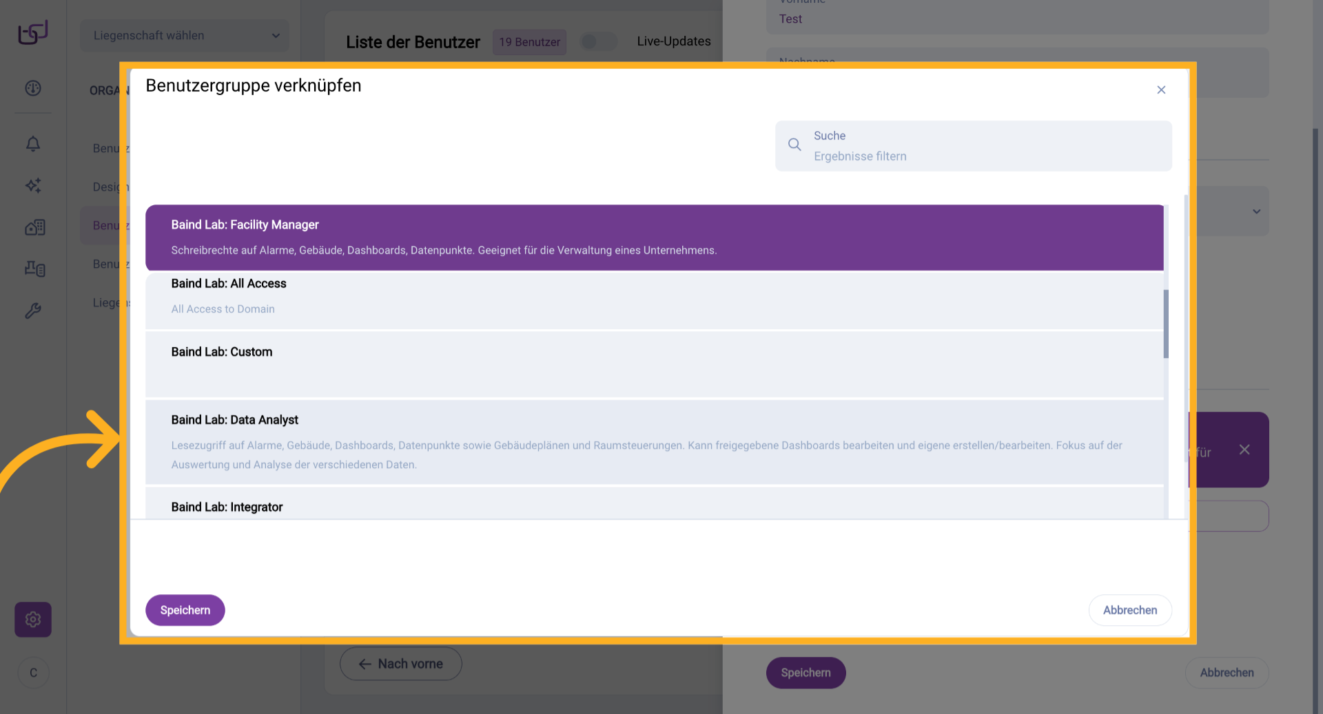Benutzergruppen Auswählen
